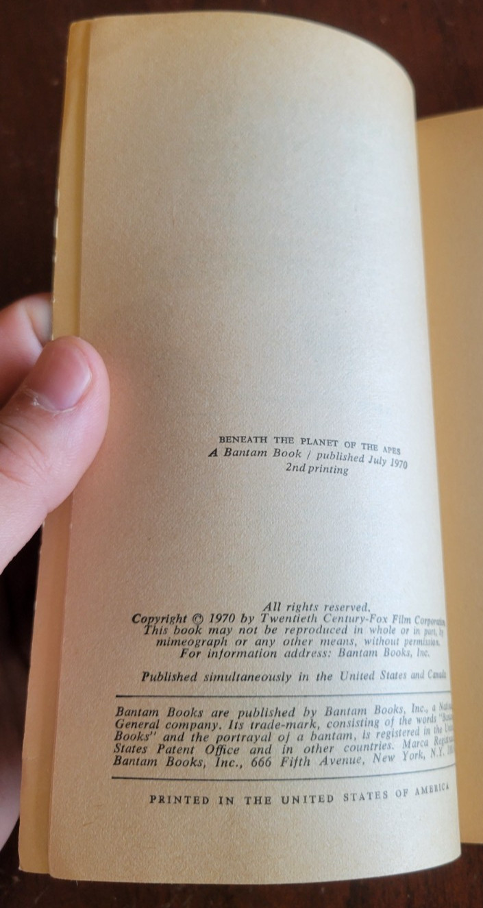Beneath the Planet of the Apes (Novelization) – Michael Avallone – 1970 PB