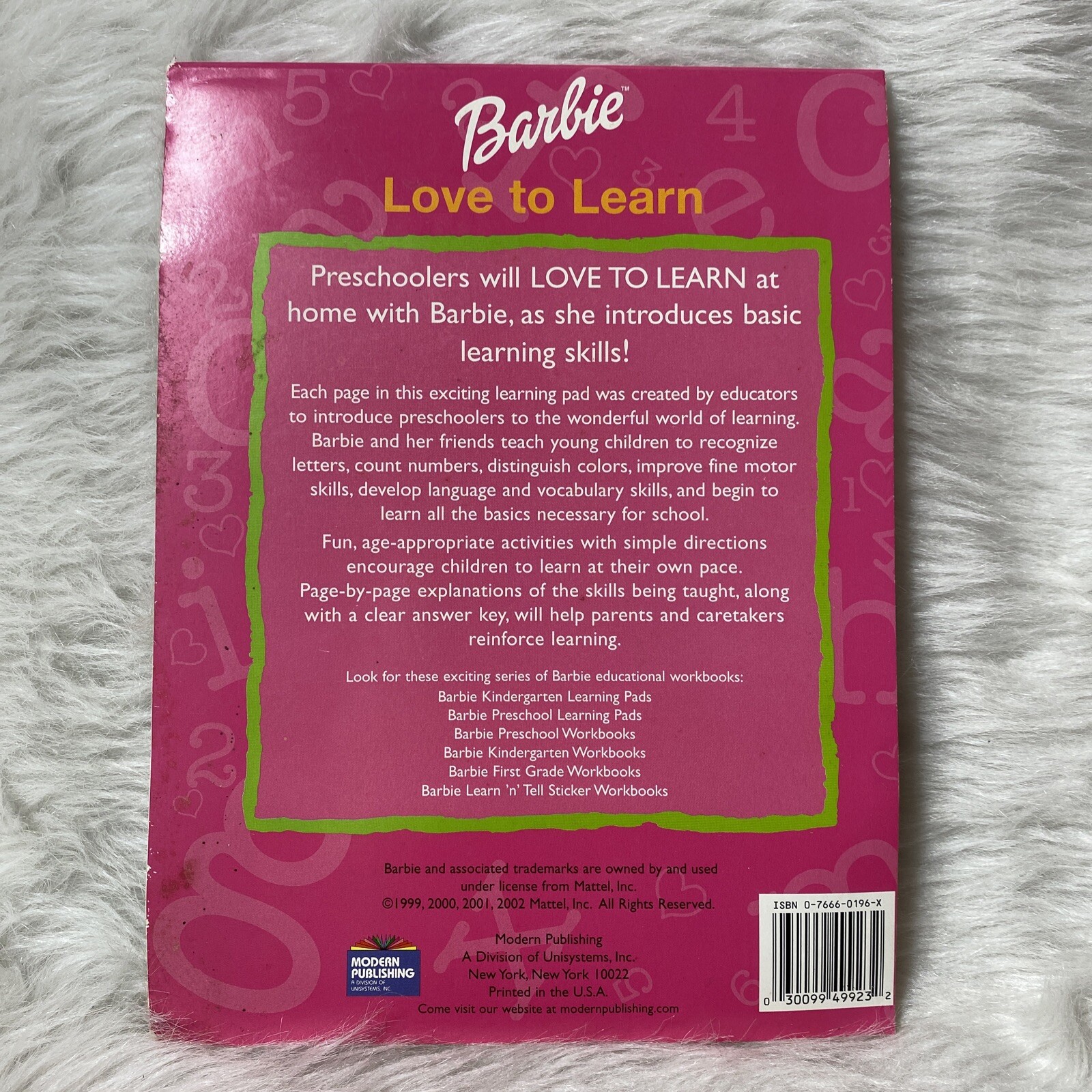 Barbie Preschool Workbook So Much To Learn 2002 Mattel Educational 47 Pages