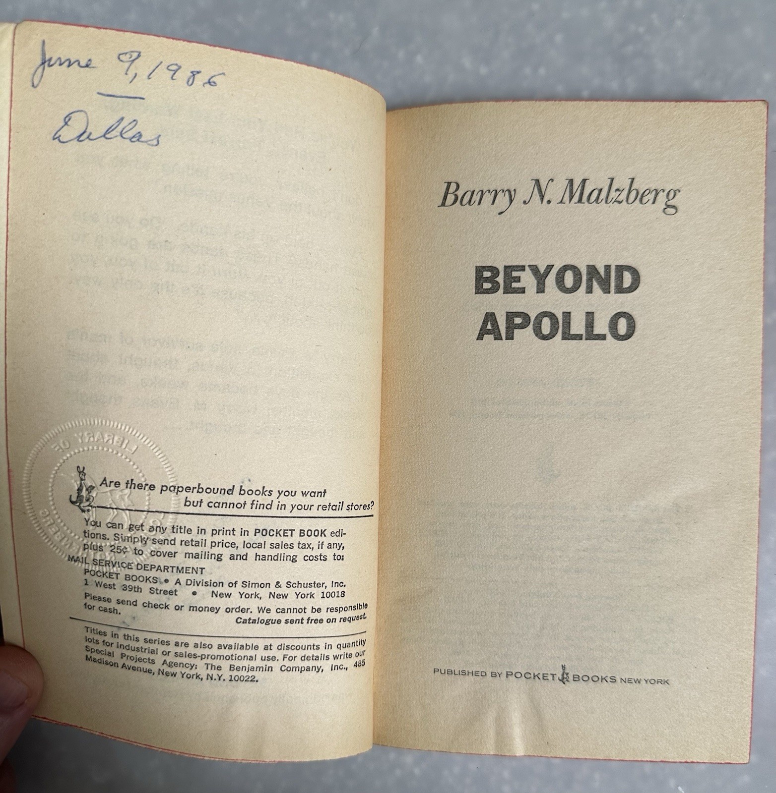 Beyond Apollo By Barry Malzberg Vintage 1974 Sci-Fi Paperback