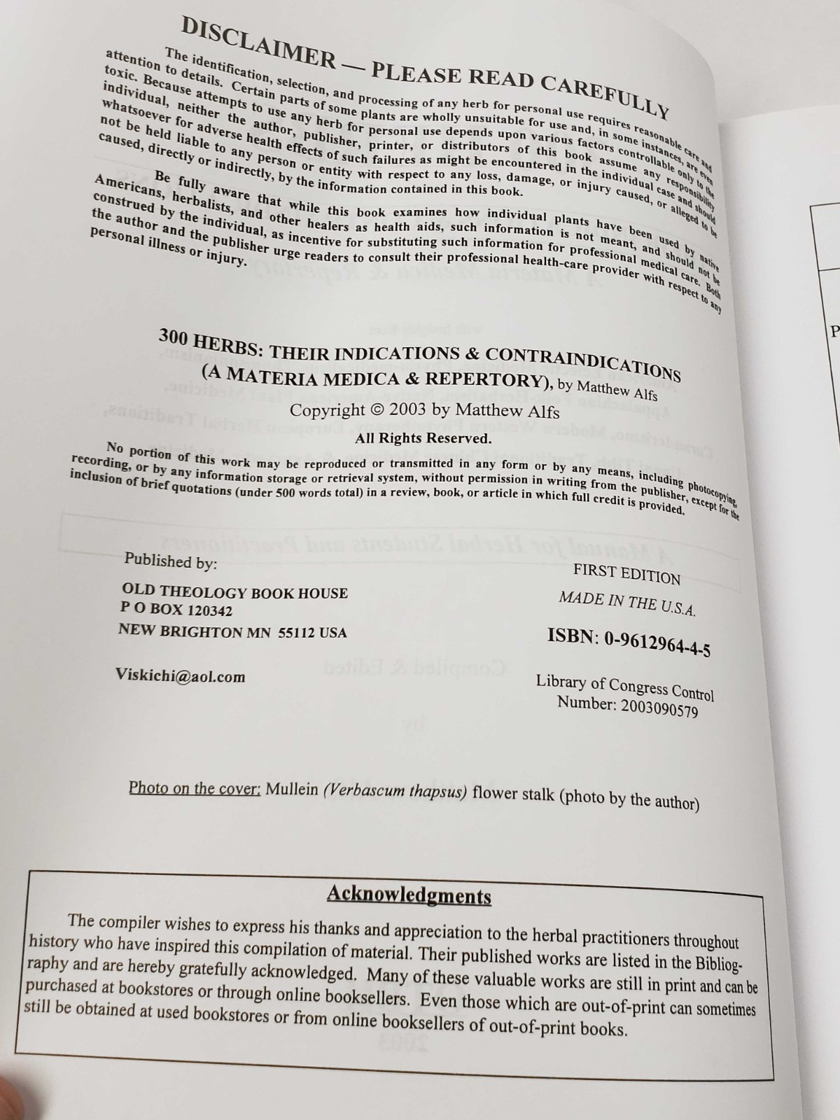 300 Herbs A Materia Medica & Repertory: Their Indications Contraindications OOP