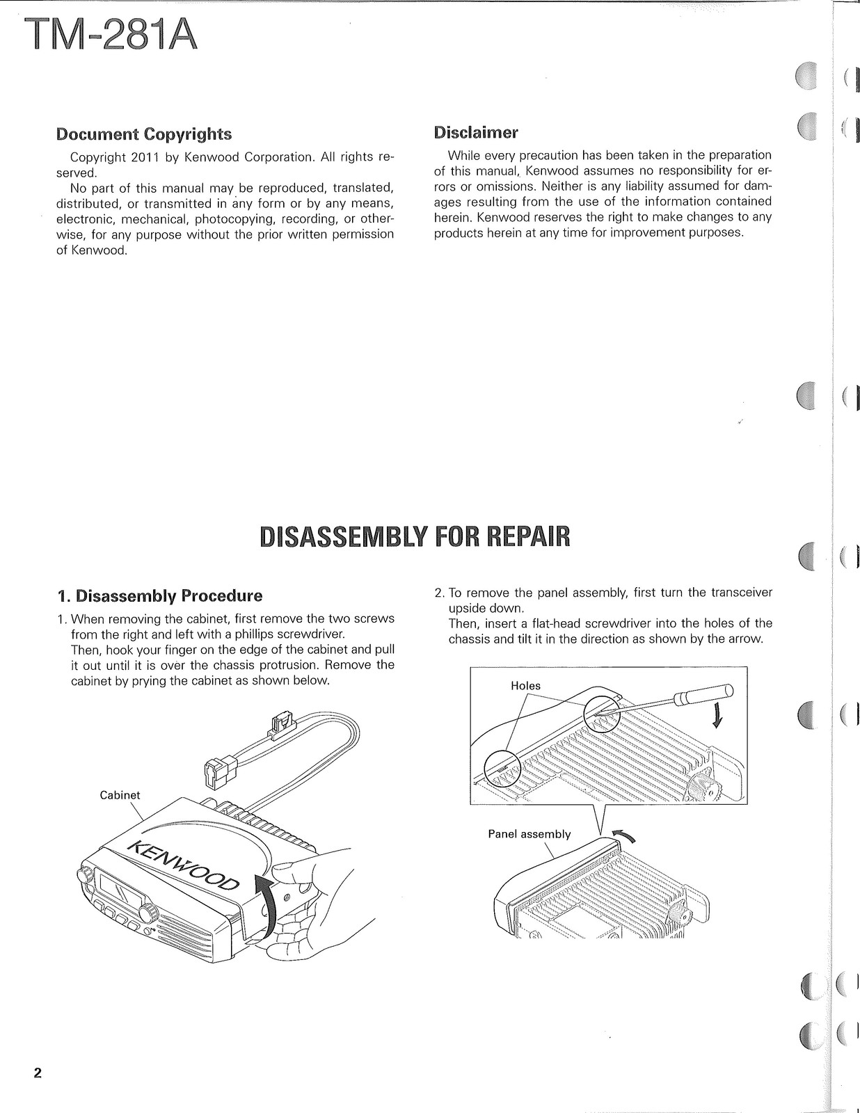 KENWOOD TM-281A 144MHz FM Transceiver Service Manual 2011, FOLDOUTS