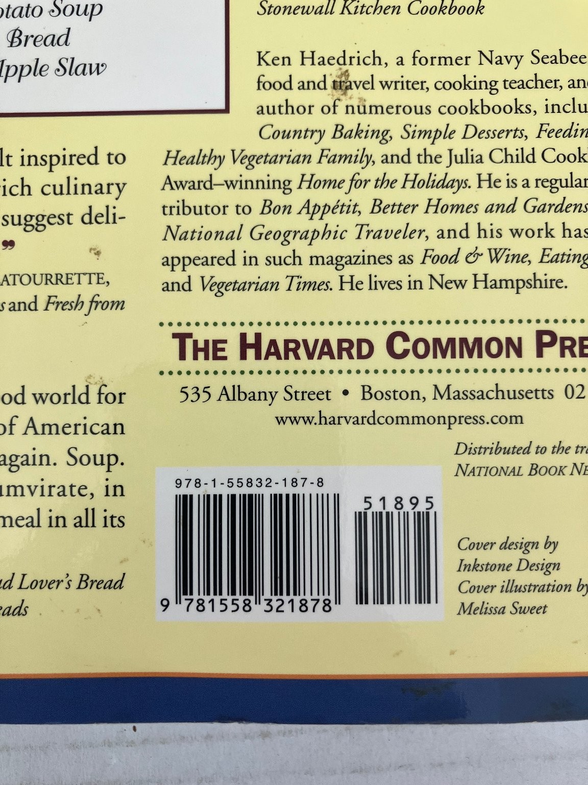 Soup Makes the Meal Ken Haedrich 2001 Cookbook Recipes Harvard Common Press PB