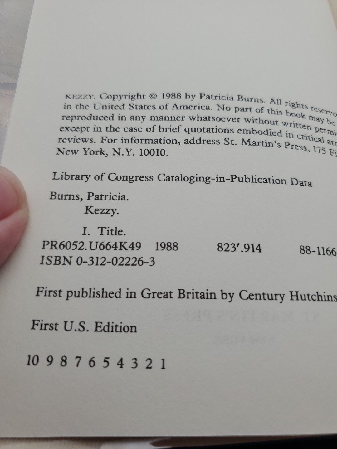 Kezzy By Patricia Burns.. Exlibrary. .1st US Edition.. Hardcover