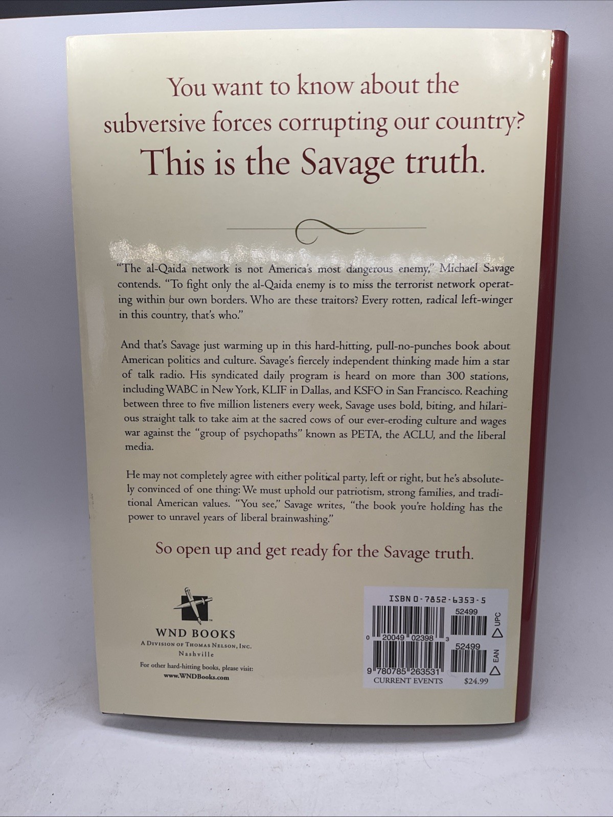 The Savage Nation – Michael Savage – 2002 WND Books – Hardcover