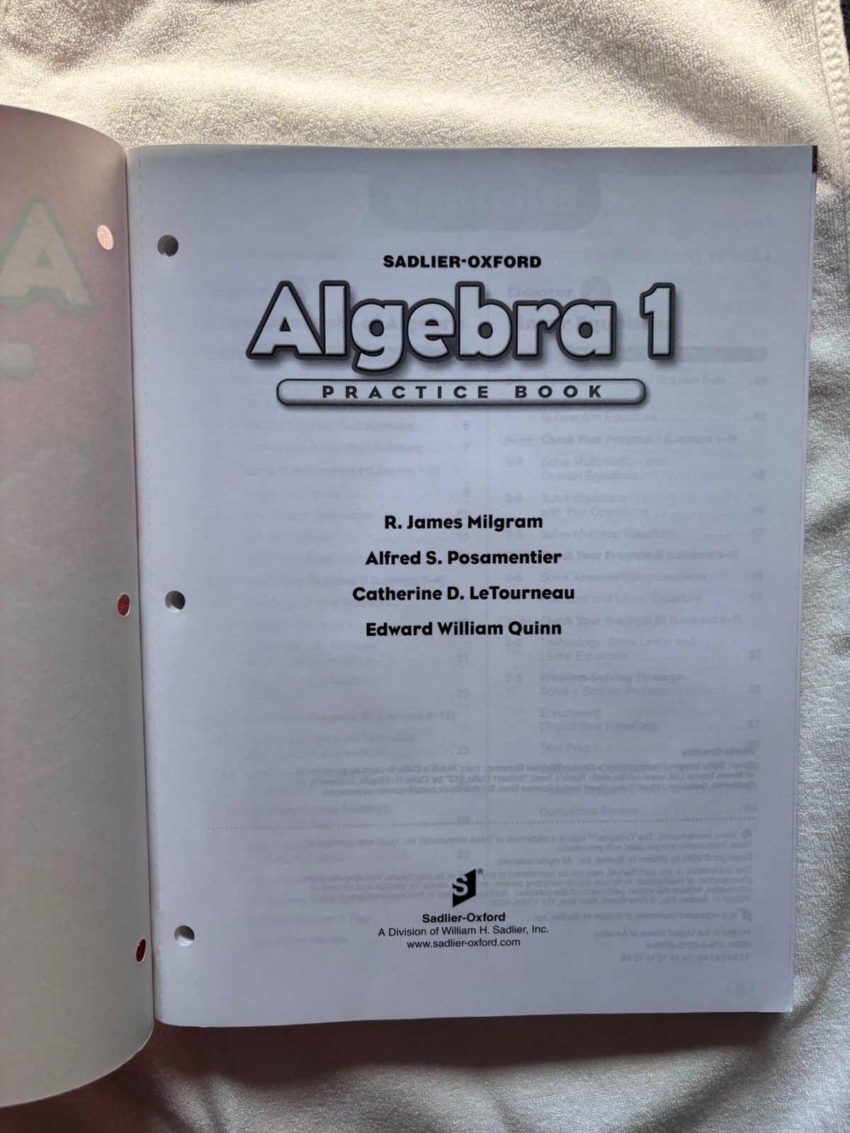 Algebra 1 Practice Book – by Sadlier-Oxford – 9780821582299 – Paperback