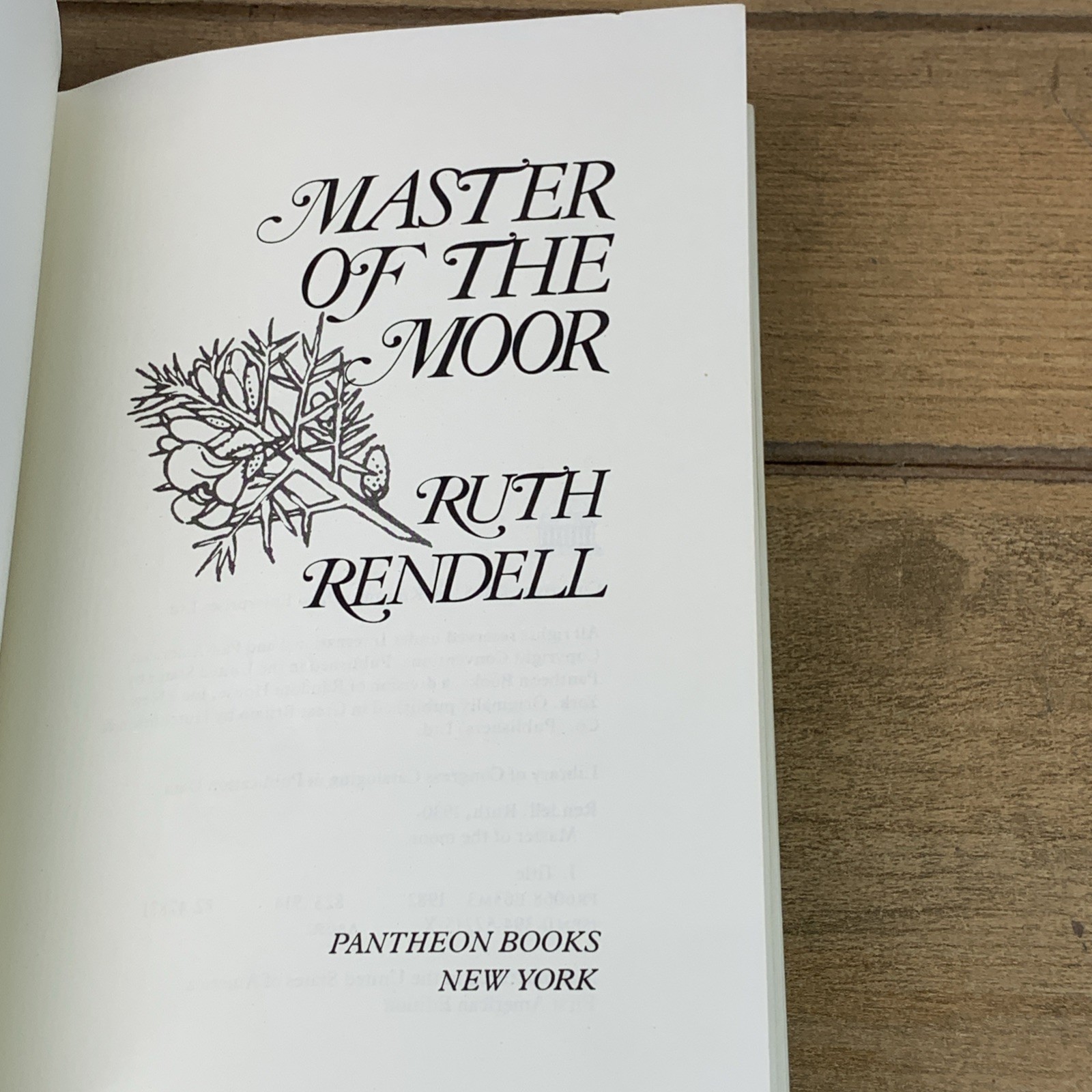 Master of the Moor by Ruth Rendell 1982 HCDJ Pantheon Books First Edition
