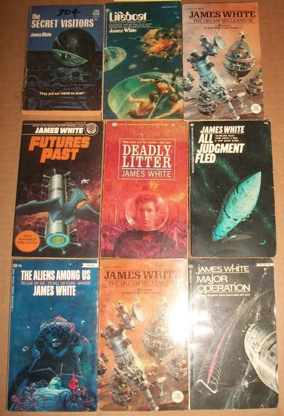 9 paperback lot James White (1928-99) SF author vtg all 1st early 57-82 PB VG EX