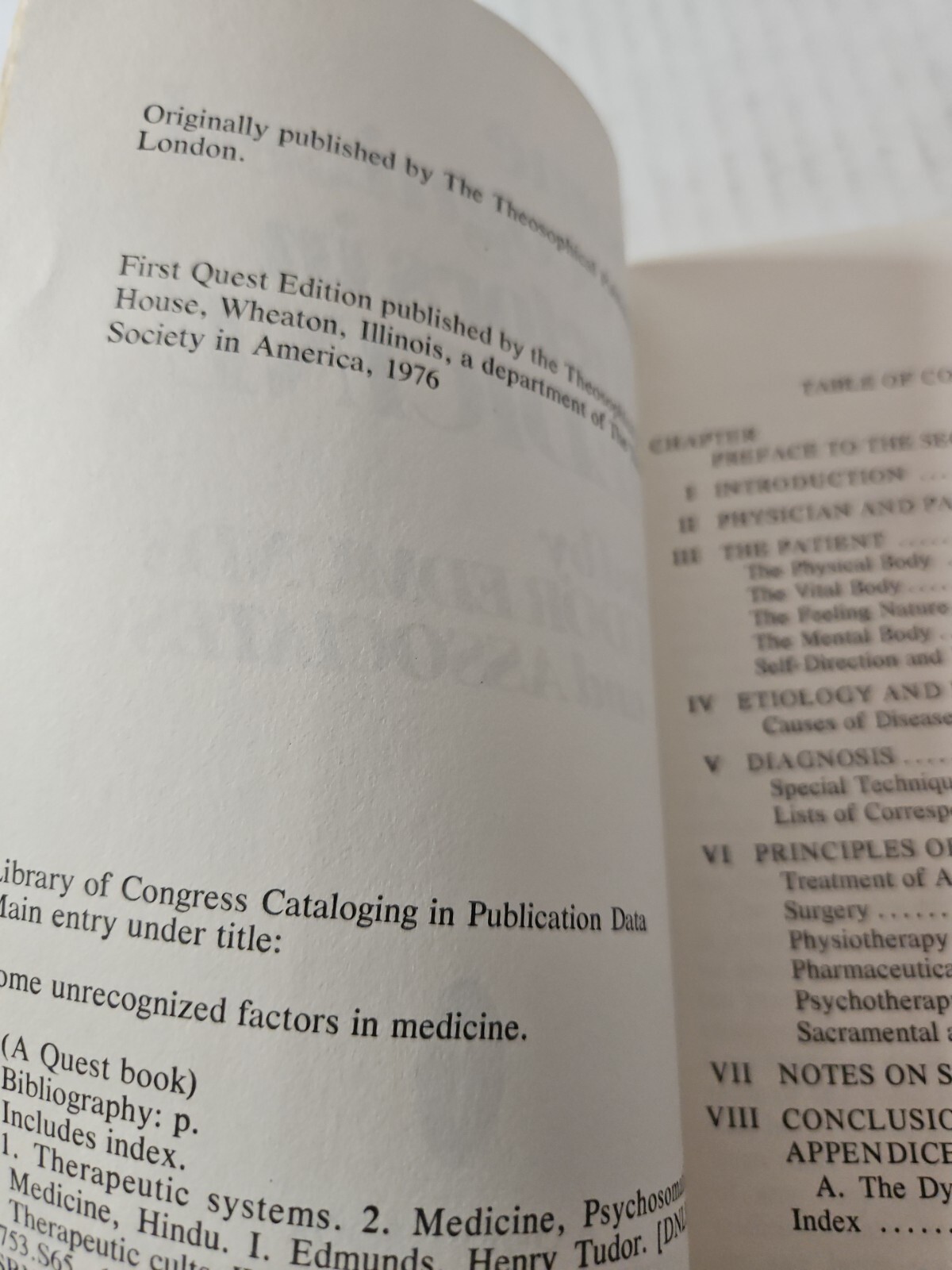 SOME UNRECOGNIZED FACTORS IN MEDICINE By H. Tudor Edmunds 1976
