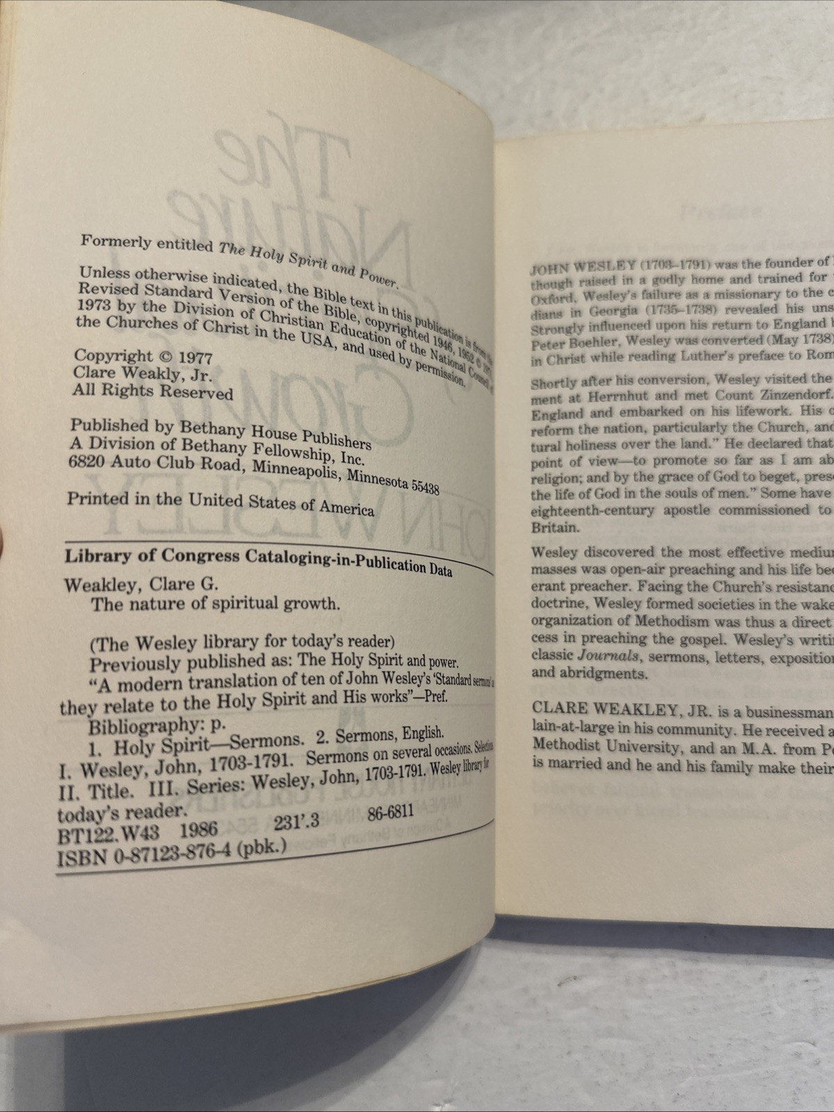 The Nature of Spiritual Growth John Wesley Library for Today’s Reader 1977