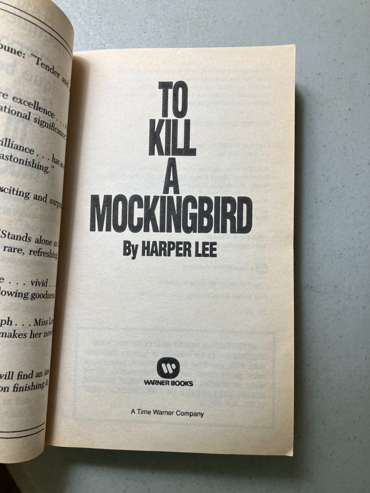 To Kill A Mockingbird, Harper Lee 1982 Warner Paperback