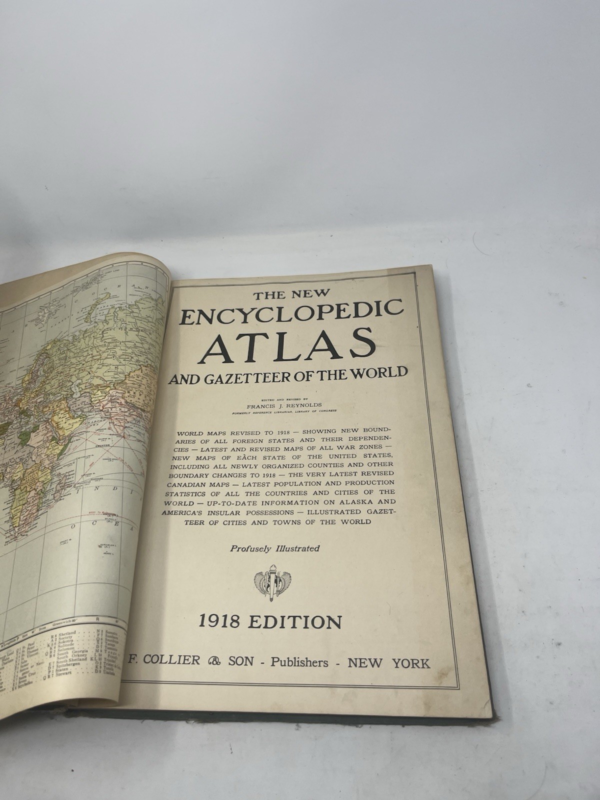 The New Encyclopedic Atlas & Gazetteer of the World 1918 Illustrated PF Collier