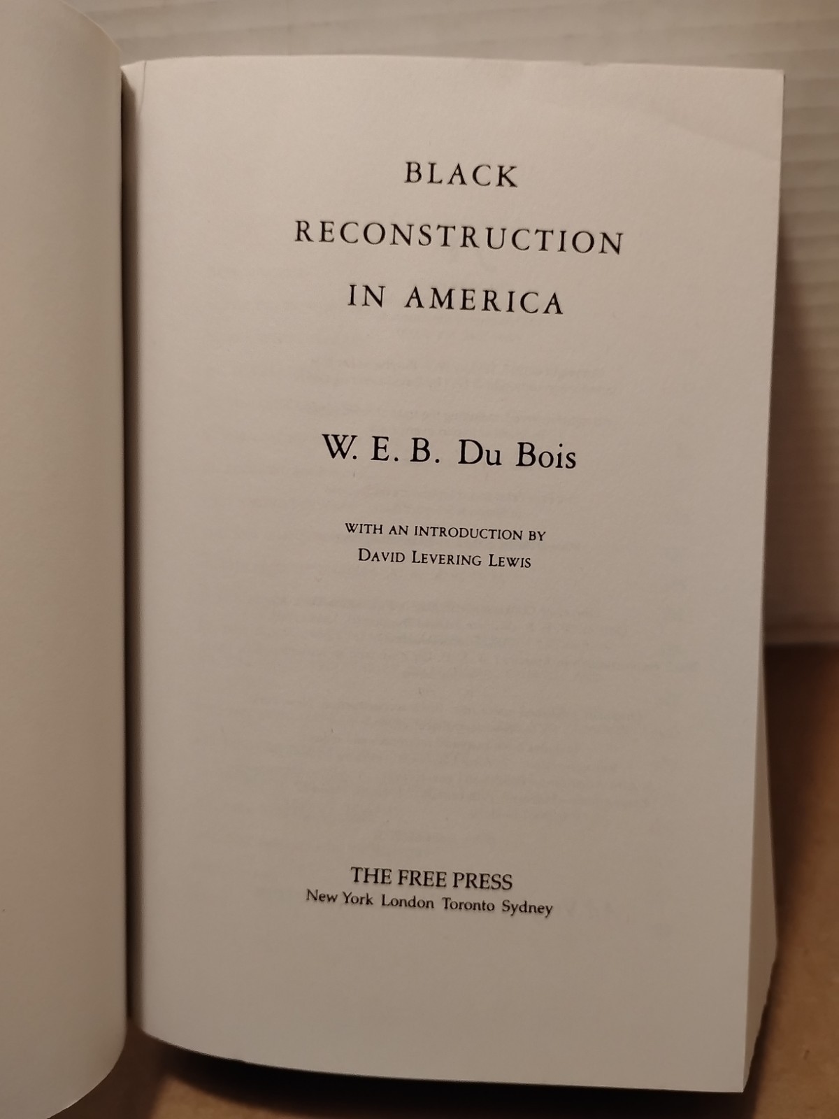 Black Reconstruction in America 1860-1880 by W. E. B. Du Bois – 1999 – Paperback