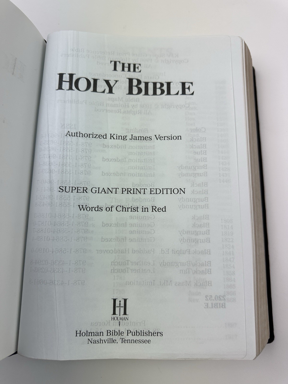 Holy Bible, KJV, Super Giant Print Reference Edition, 10.5” Inch, Holman, 1996