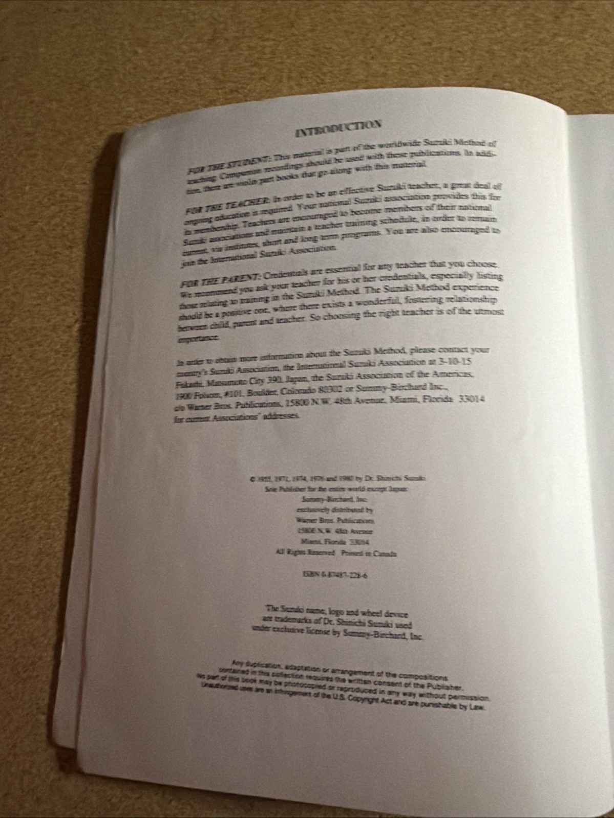 Suzuki Violin School: Piano Accompaniments, Vol. B 190 Pages Very Good
