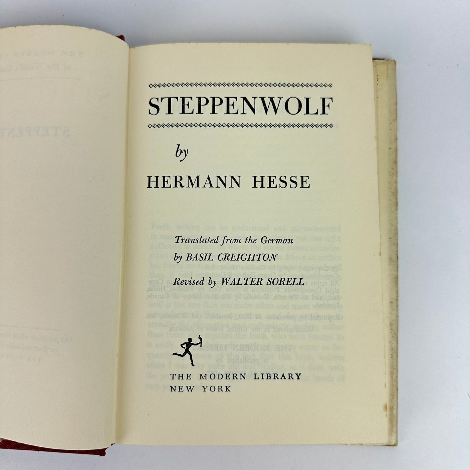 Steppenwolf Hermann Hesse Modern Library Nobel Prize German Classic Novel