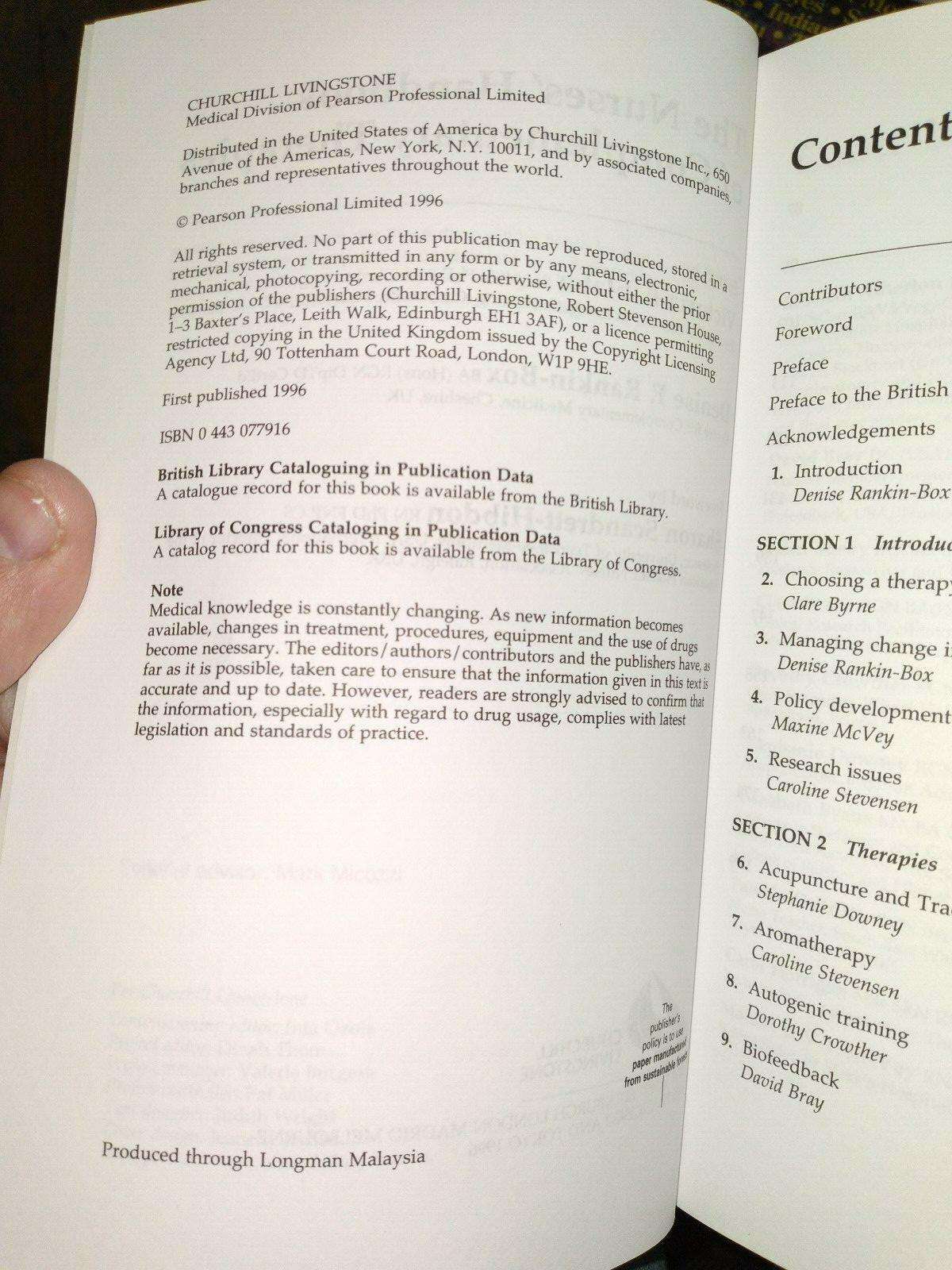 The Nurses‘ Handbook of Complementary Therapies (FC74-1-JV2928)