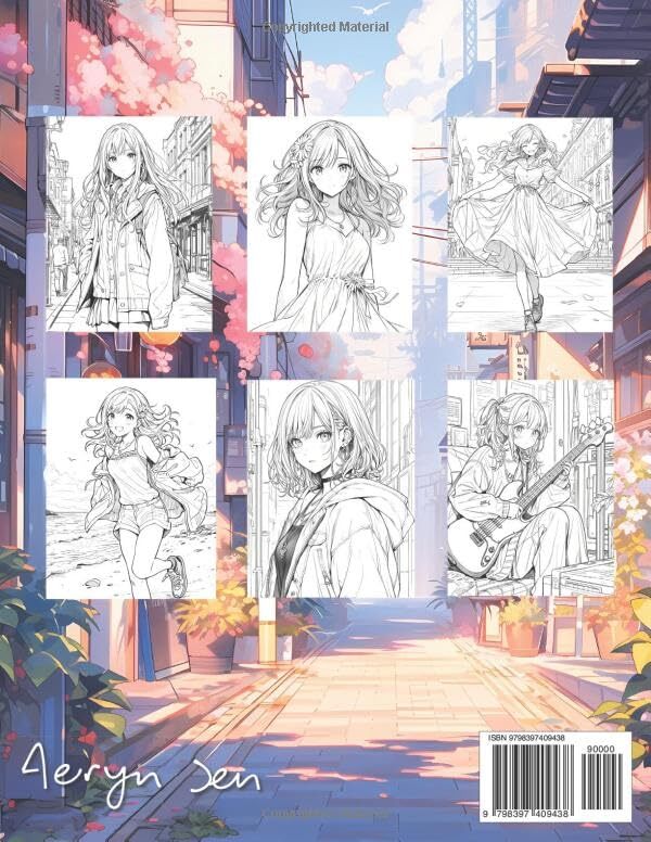Anime Coloring Book: Girls Edition 1: Manga Art & Anime Enthusiasts Stress Relie