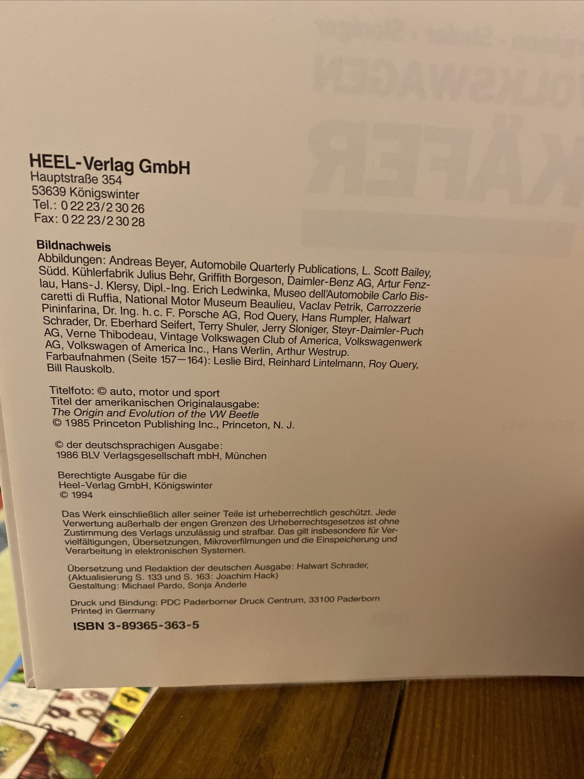Volkswagen Beetle, Borgeson/Shuler/Sloniger, heel-Verlag, 1994, 168 pages