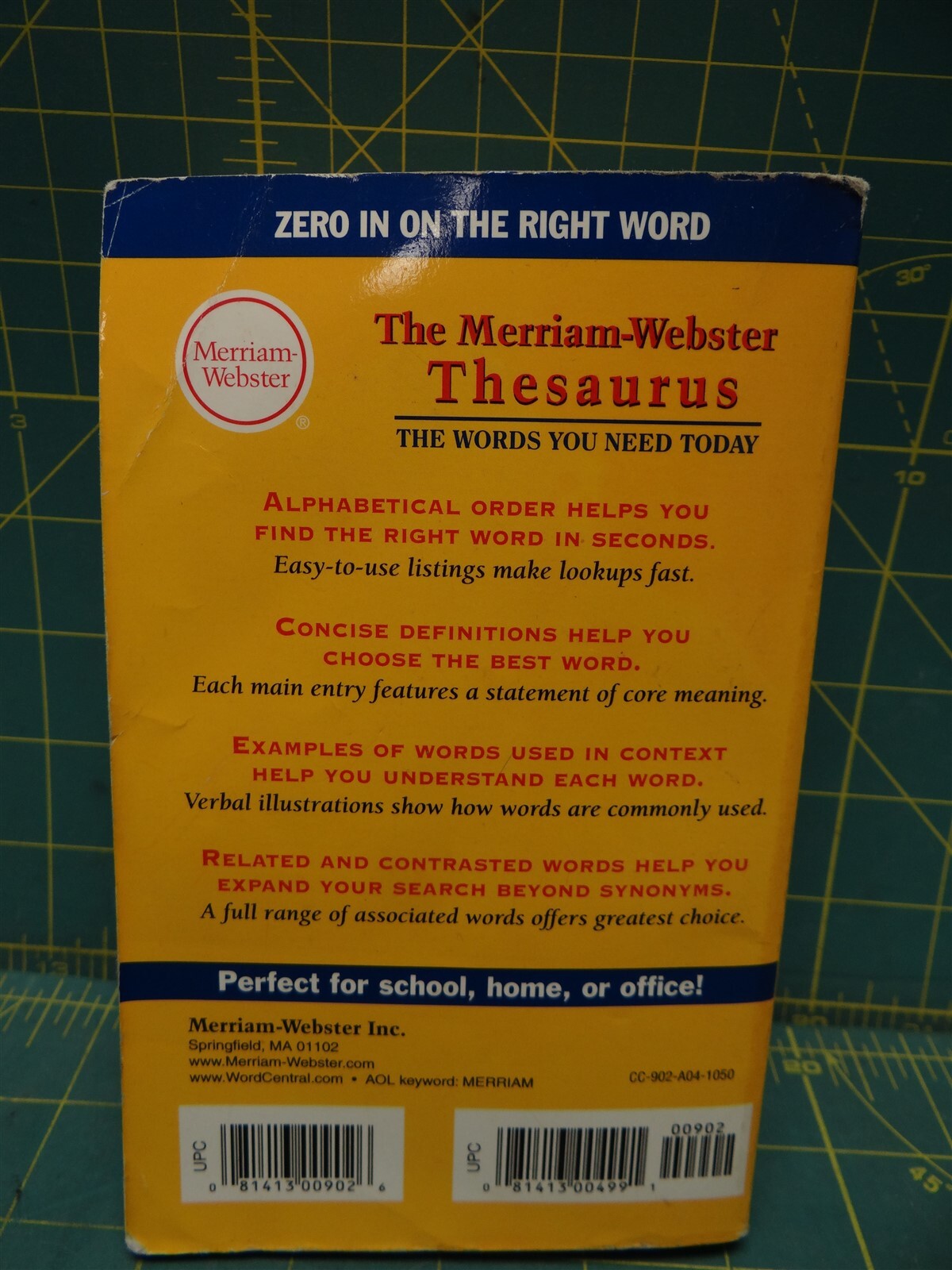The Merriam-Webster Thesaurus 1989 Mass Market Paperback 648 pages