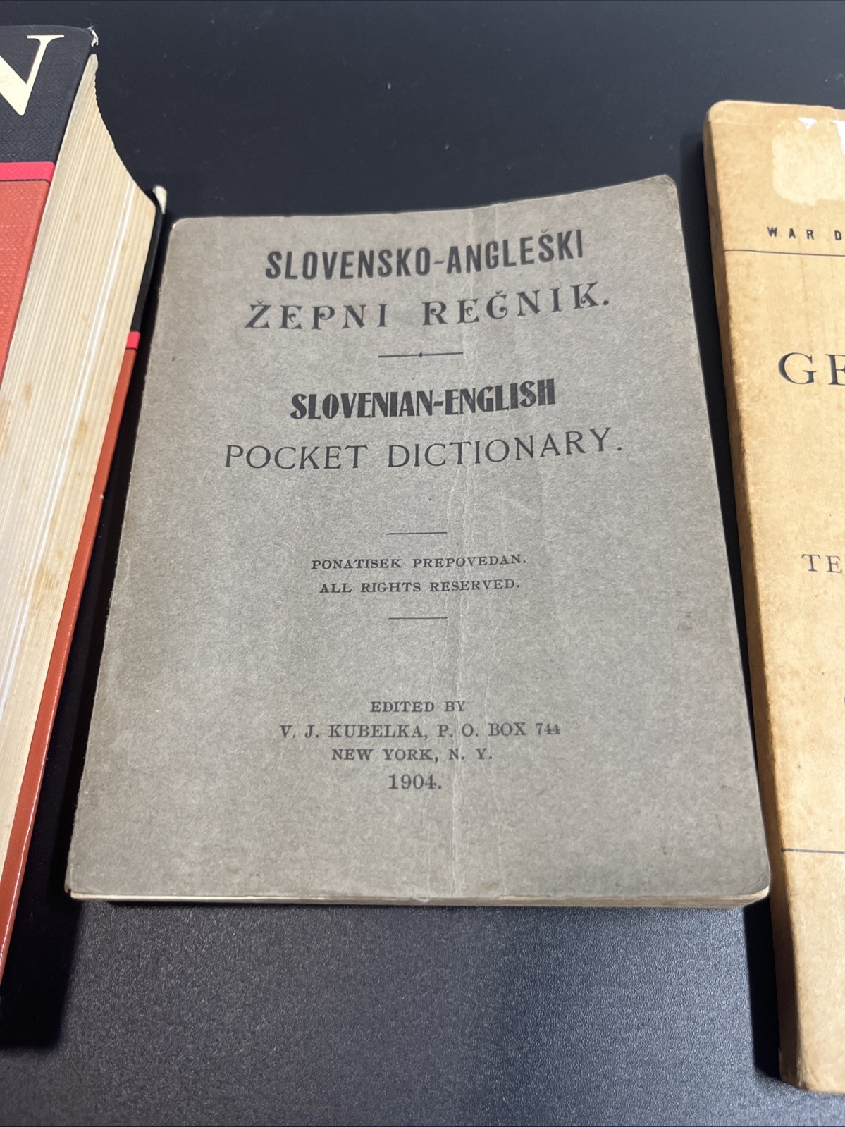 Lot of 3 Foreign Language Dictionaries 1904,1943,1977 War Dept Tech Manual
