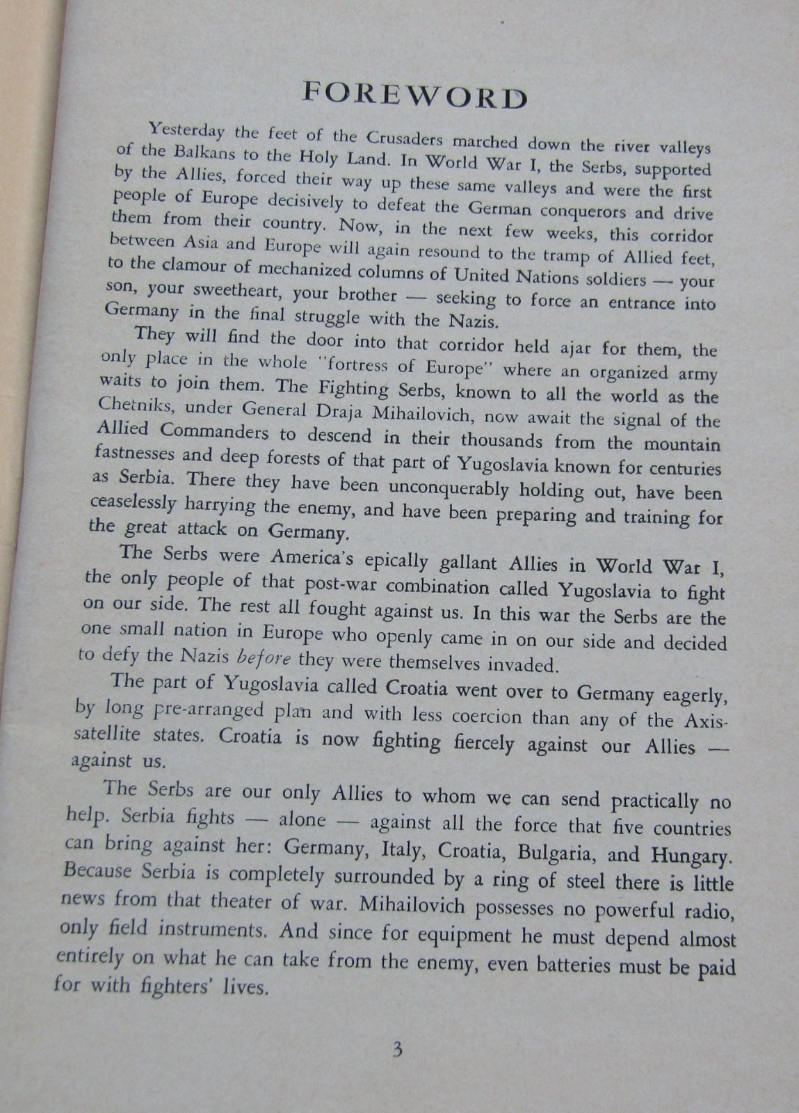 1943 Chetnik Tells The Facts About Fightning Serbs Ruth Mitchell Softbound Book