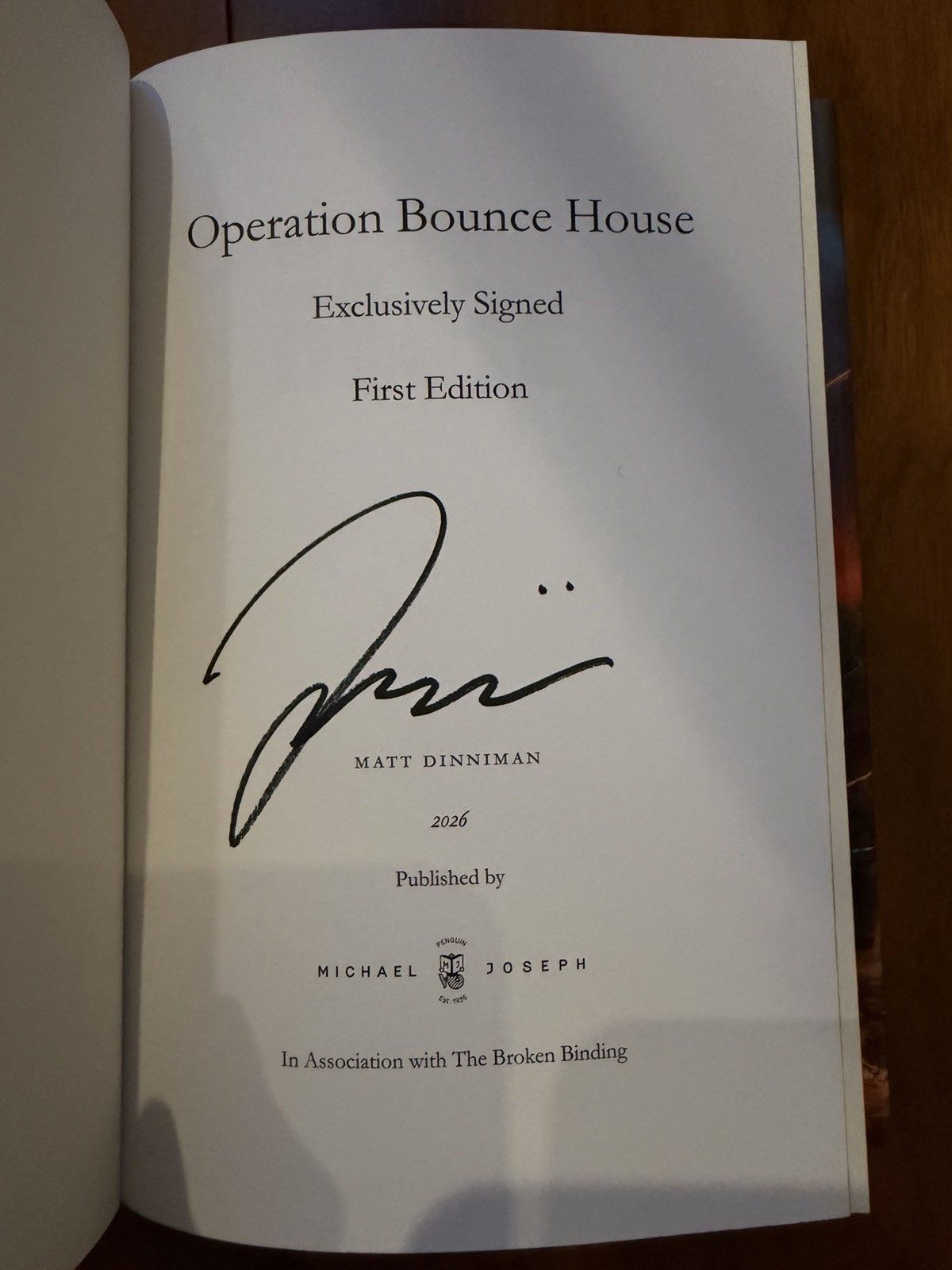HAND SIGNED Broken Binding Operation Bounce House Matt Dinniman