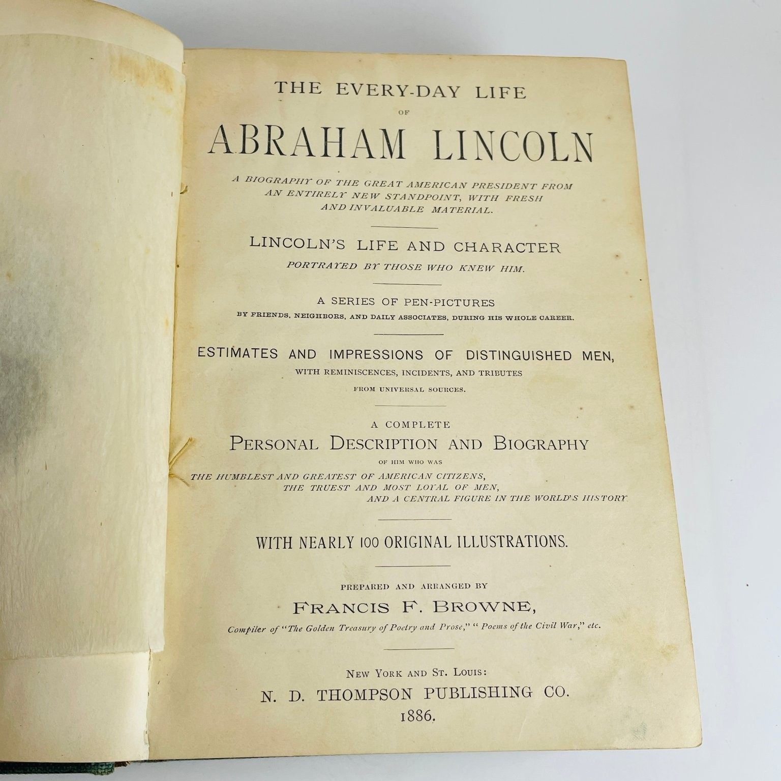 Every-Day Life of Abraham Lincoln Browne 1886 Illustrated Biography N.D