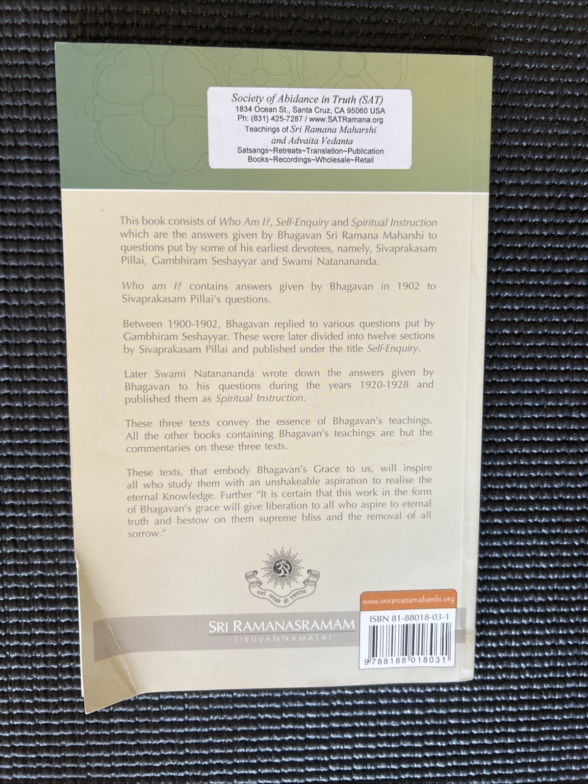 Sri Ramana Maharshi’s Words of Grace Self Inquiry & Who Am I Teachings Book