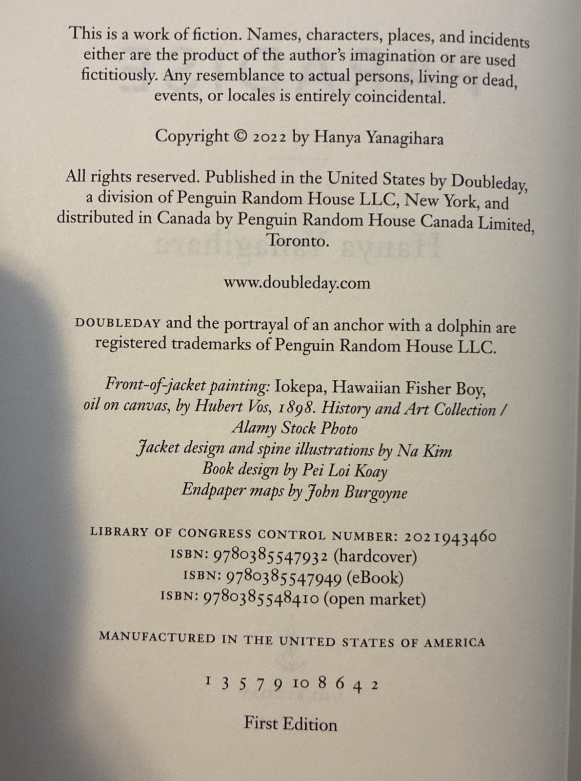 To Paradise By Hanya Yanagihara SIGNED First Edition First Print Hardcover