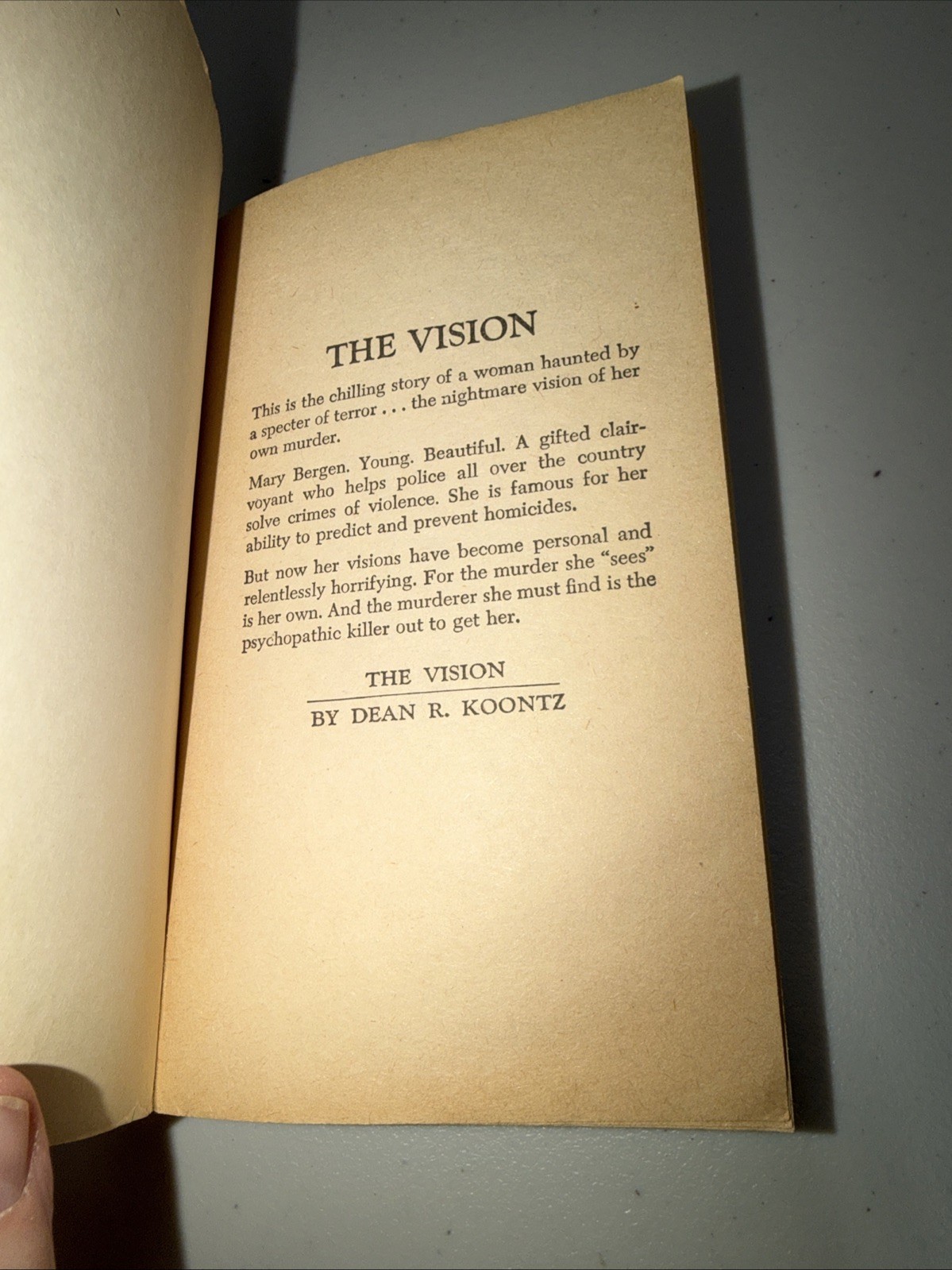 Dean R. Koontz – The Vision – PB 1st Printing, Really Good Condition