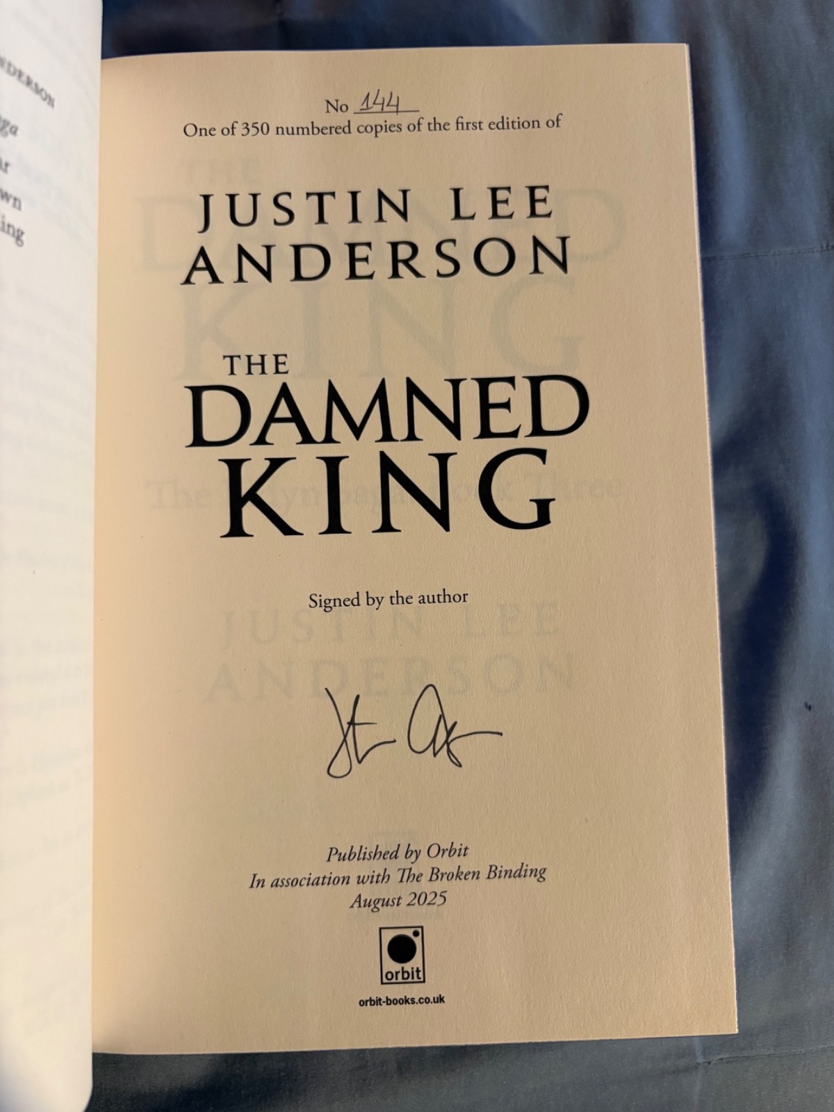 Signed Broken Binding Lost War, Bitter Crown, Damned King by Justin Lee Anderson