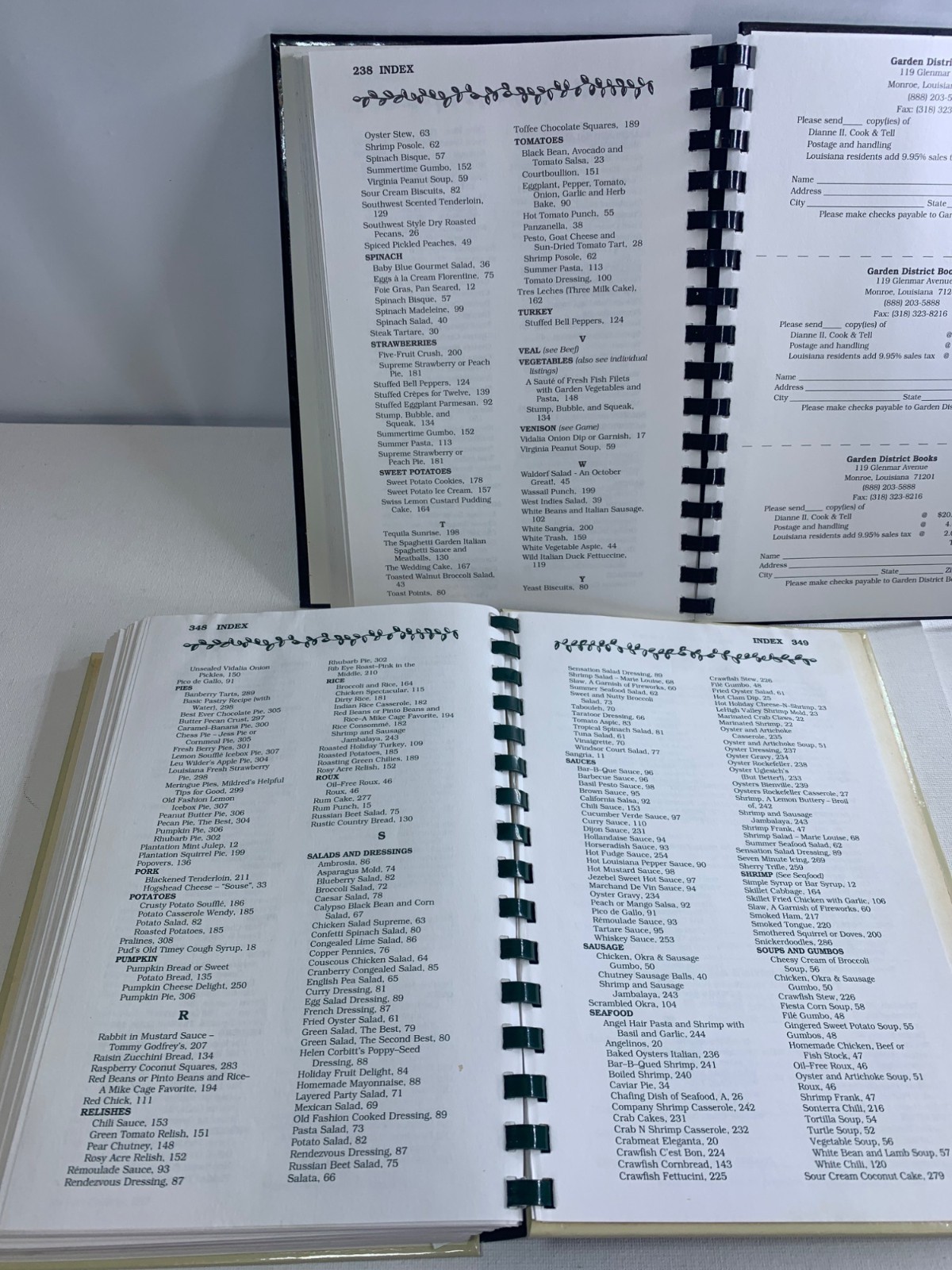Cooking & Gardening With Dianne Cage & Dianne II Cook & Tell Spiral Bound Lot