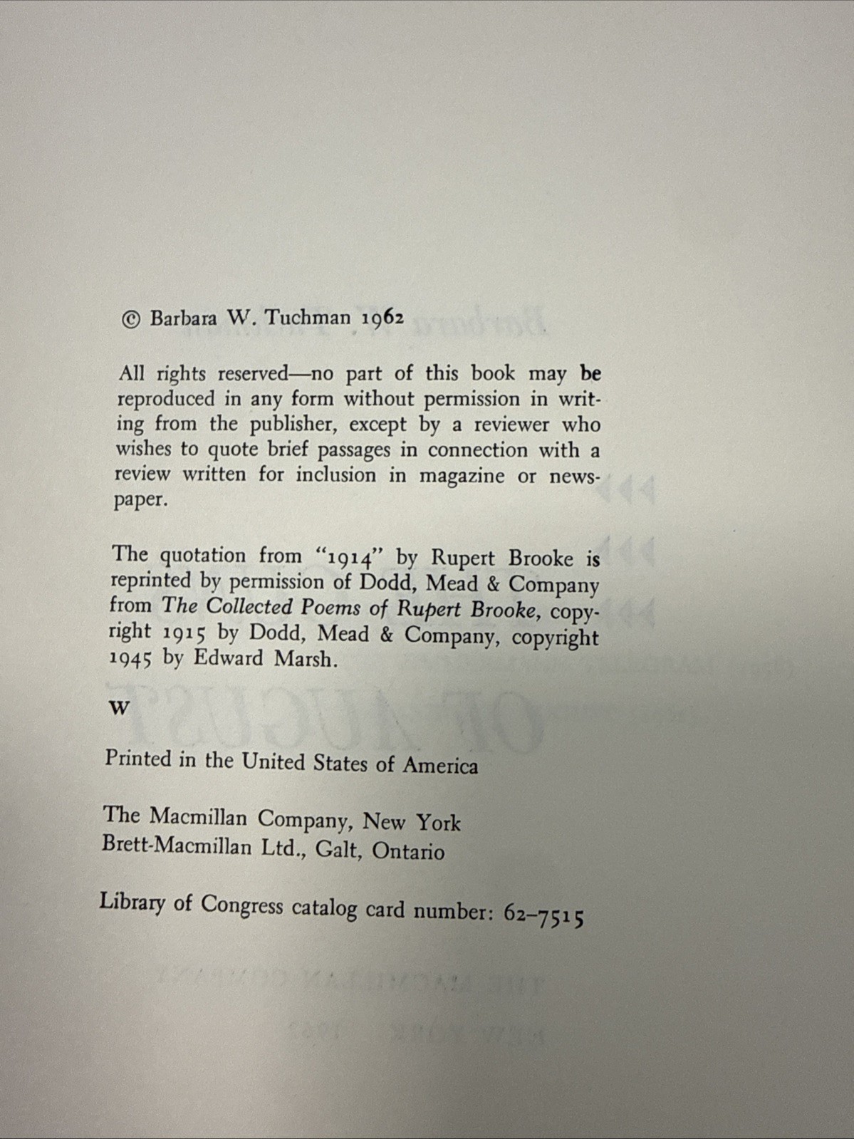 Guns of August by Barbara W. Tuchman (1989, Hardcover)