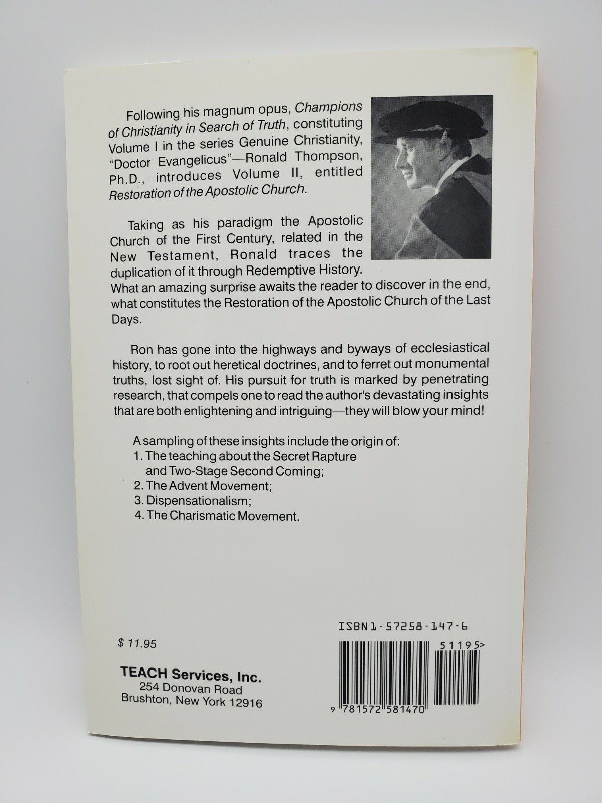 Restoration of the Apostolic Church by Ron Thompson (1999, Teach Services Inc.)