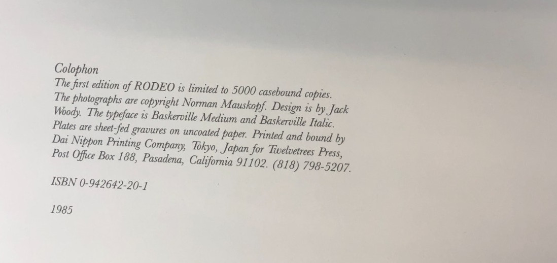 Rodeo, photographs by Norman Mauskopf, 1985, E-94
