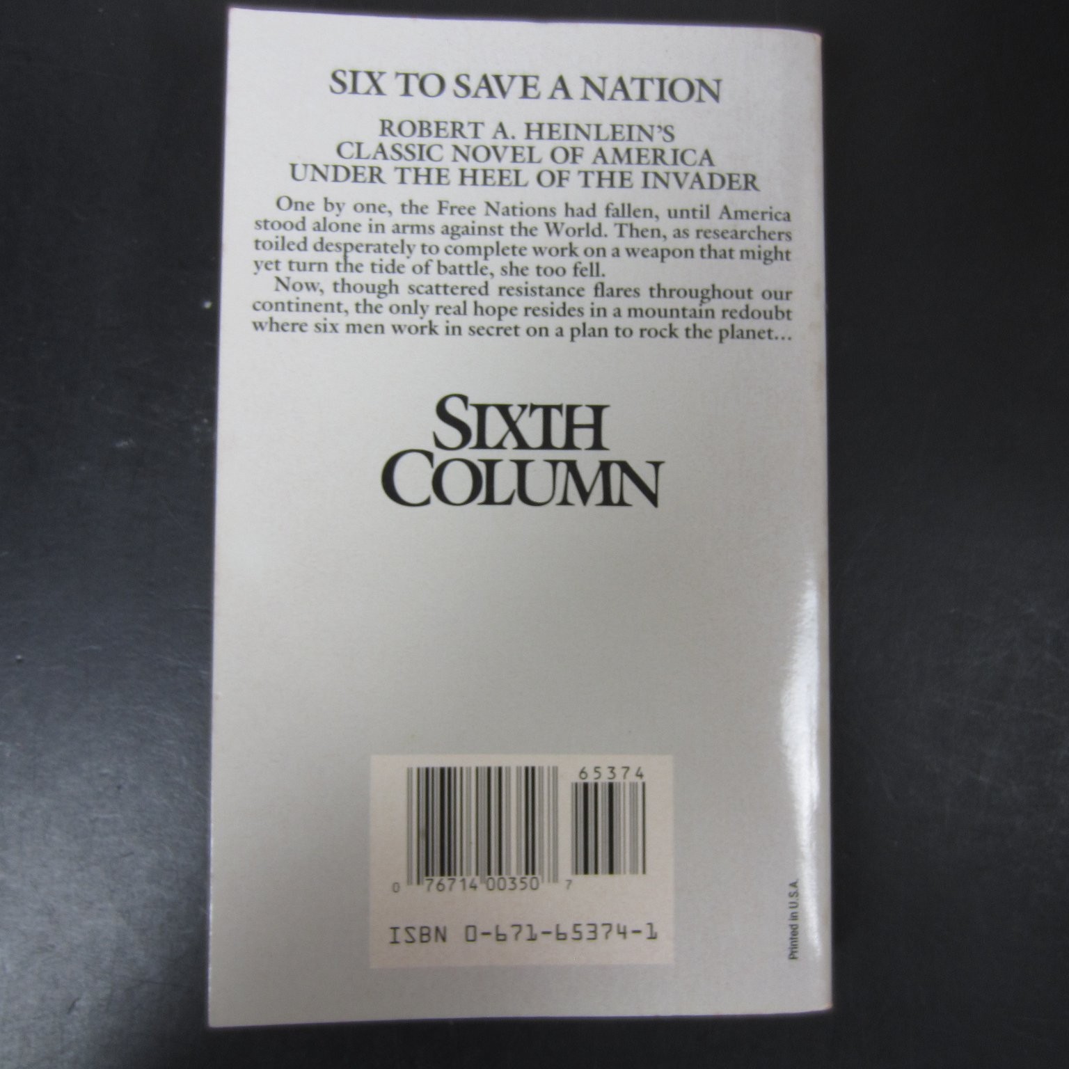 Sixth Column Robert Heinlein 1988 First Baen Printing Science Fiction Baen Books