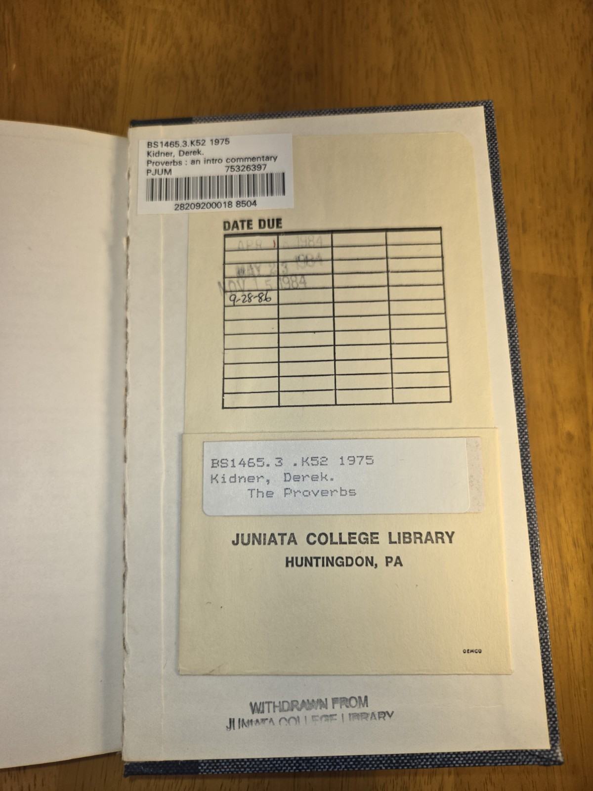 InterVarsity Press Proverbs Derek Kidner HC Ex-Library Vintage 1964 Commentary