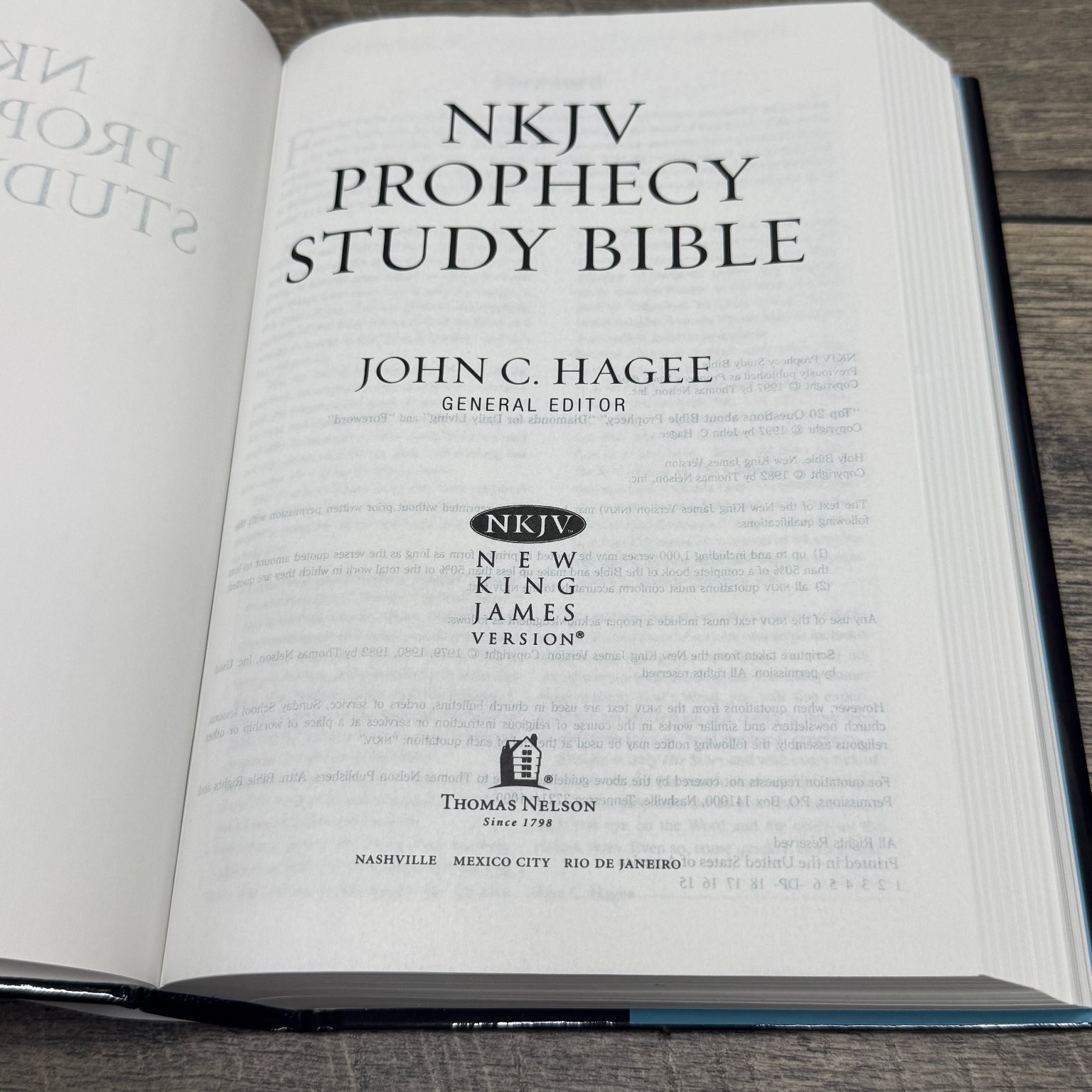 NKJV Prophecy Study Bible John Hagee 2015 Study Edition Thomas Nelson HCDJ