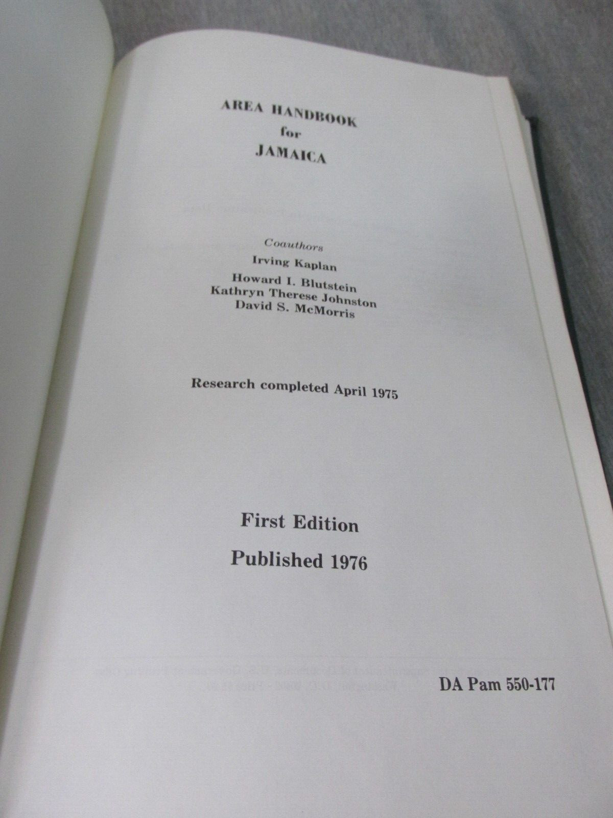 AREA HANDBOOK FOR JAMAICA 1976 DA PAM 550-177 Hardback