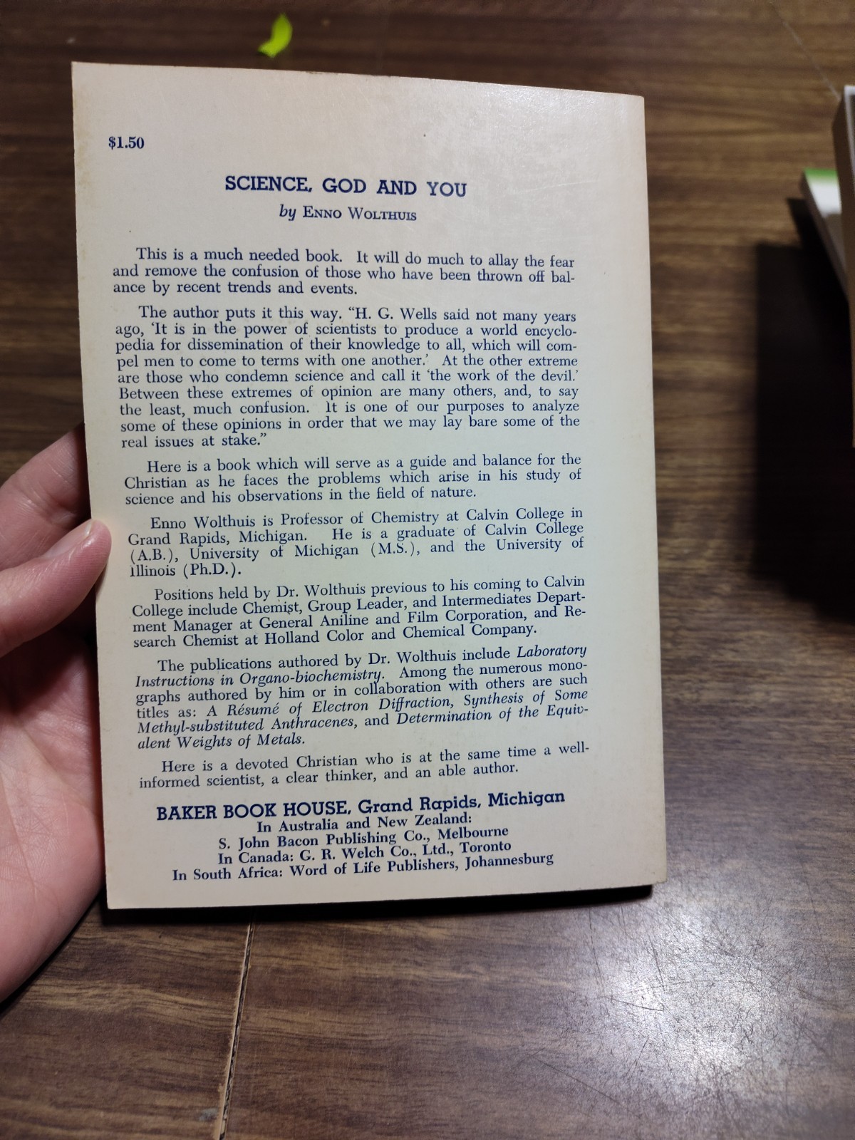 „Science, God and You“ Enno Wolthuis Baker Book House Company Hardback