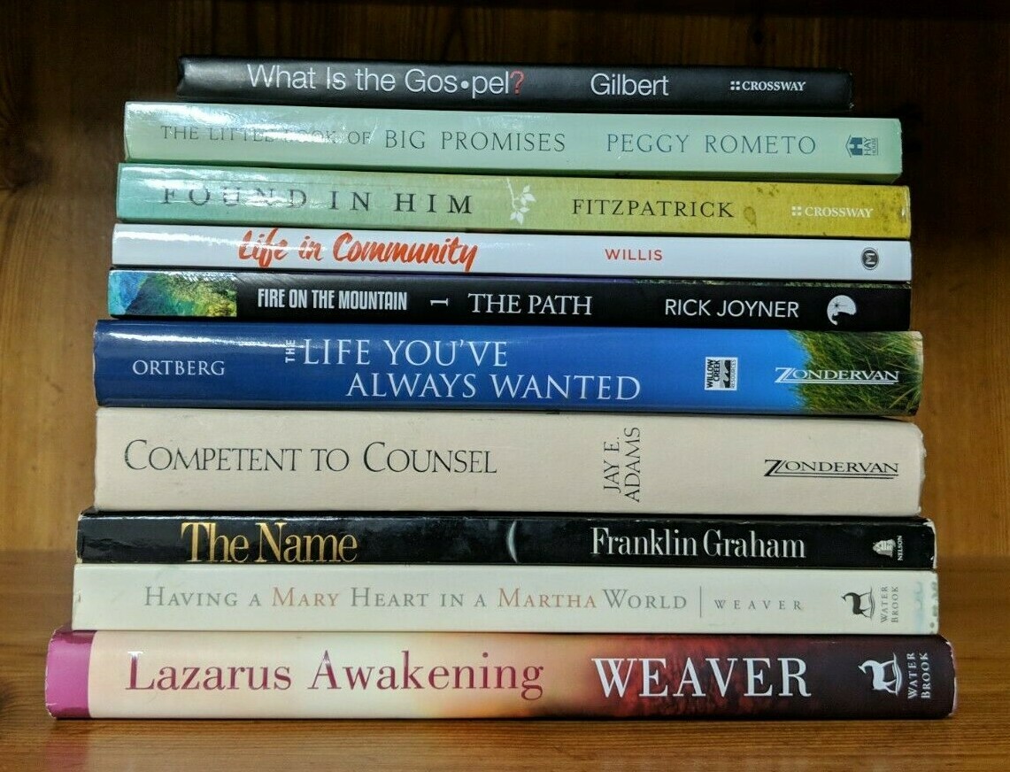 Lot 10 Christian Theology Books ~ John Ortberg Jay Adams Joanna Weaver VERY GOOD
