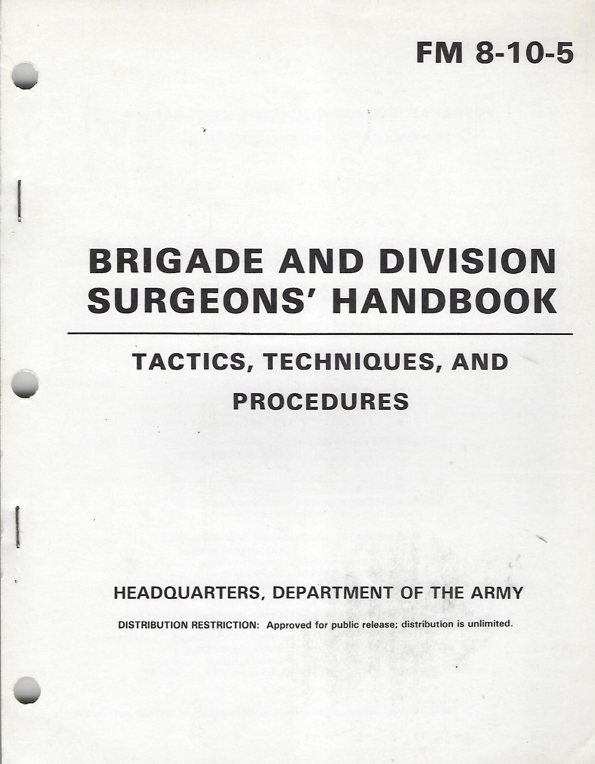 Historical book Brigade and Division Surgeons‘ Handbook, Tactics & Techniques