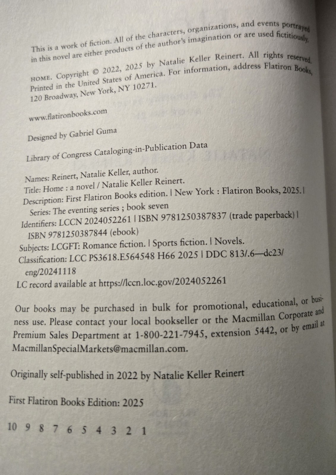 Home By Natalie Keller Reinert. The Eventing Series Book 7. 2025 Flatiron Books.