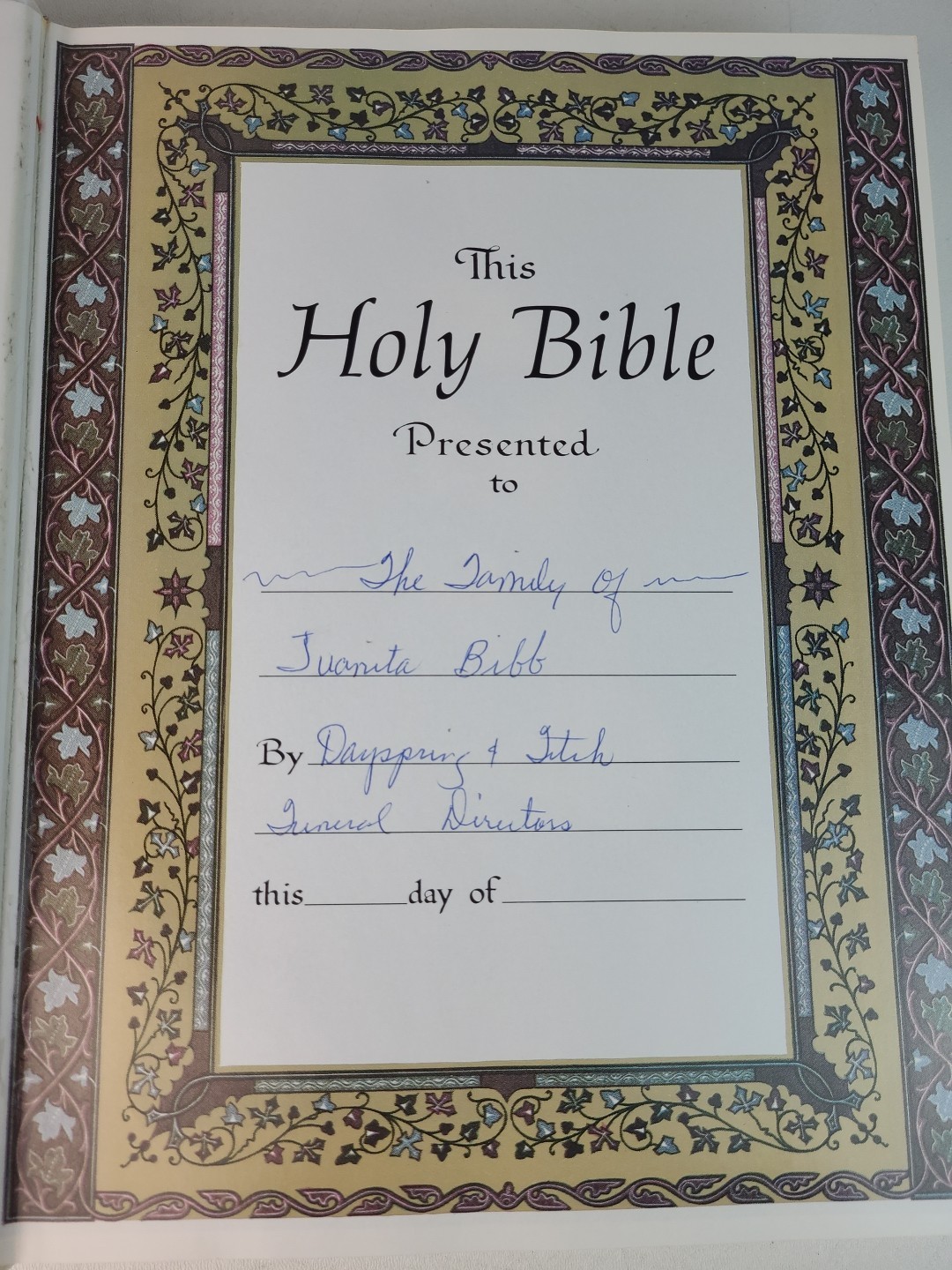 Holy Bible King James Version Family Record Edition 1985 Hardcover