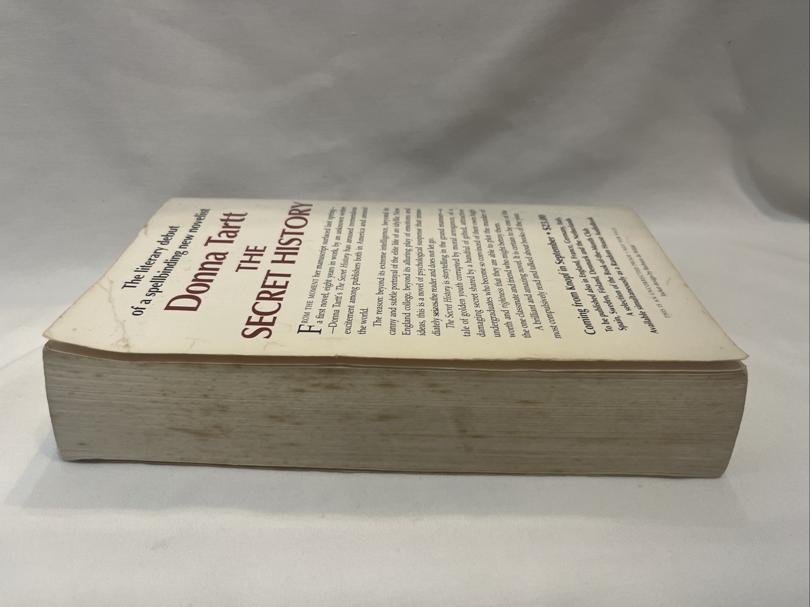 Vtg ADVANCED READERS EDITION The Secret History, Donna Tartt, Knopf 1992 PB RARE