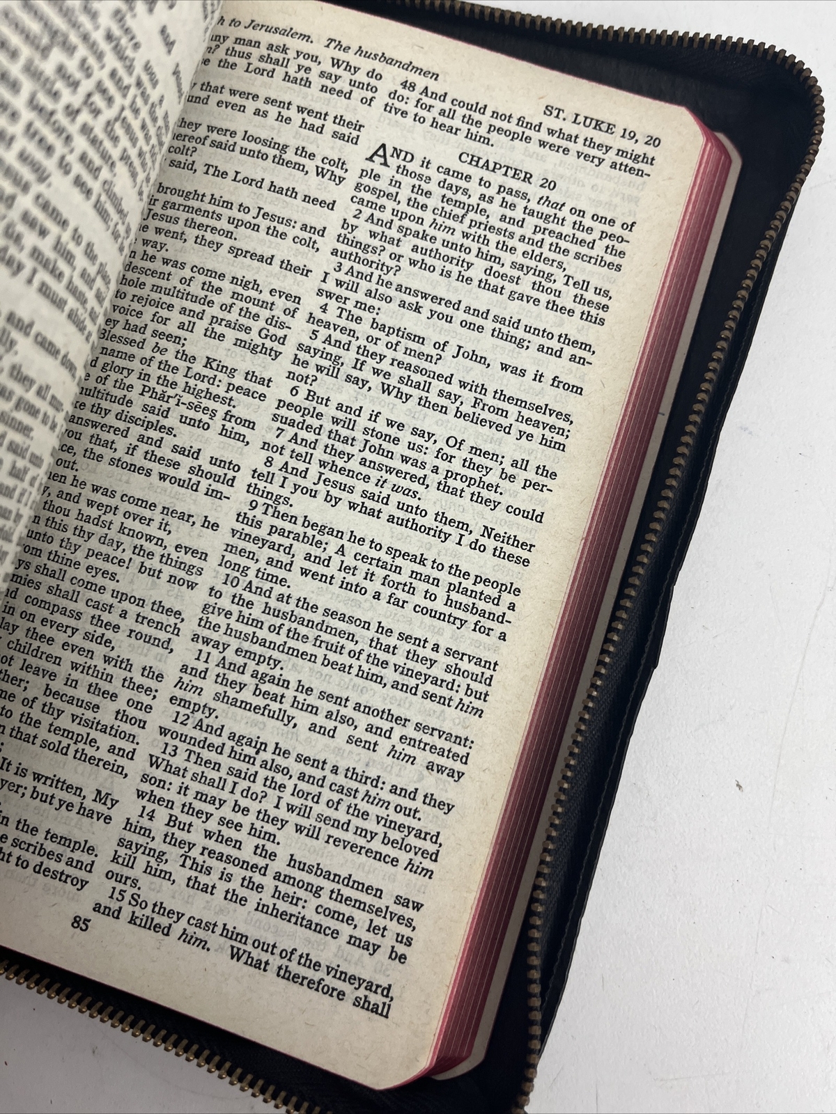 Bible KJV Zip Leather Original Tongues Antique VTG American Society