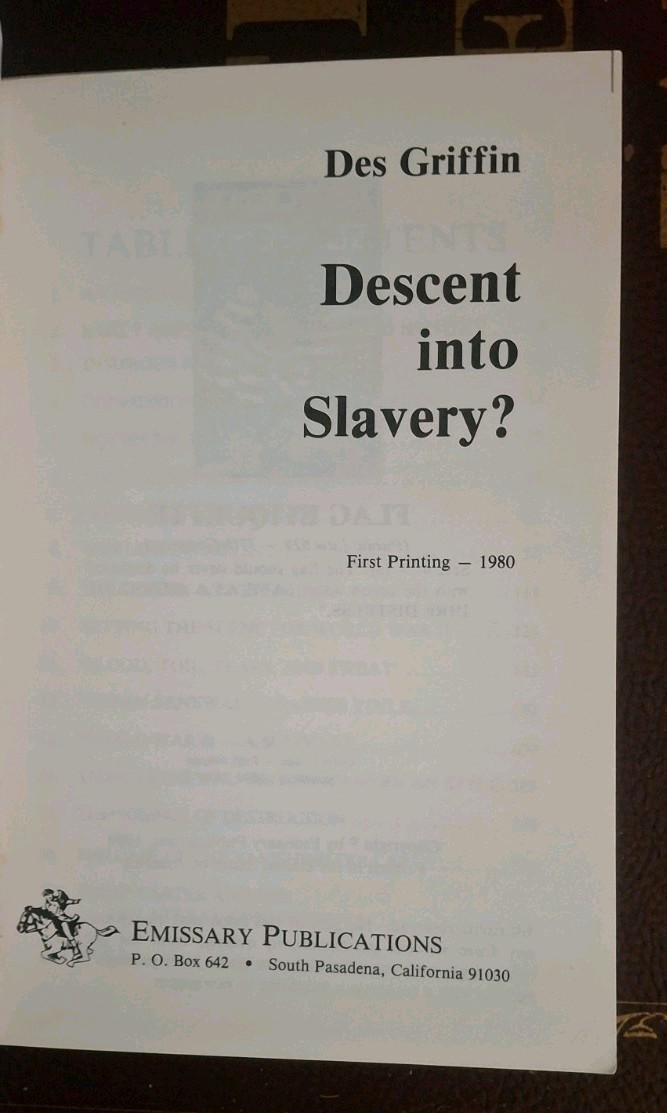 Descent into Slavery (1980 1st Print), Des Griffin Extremely Rare Yellow Edition