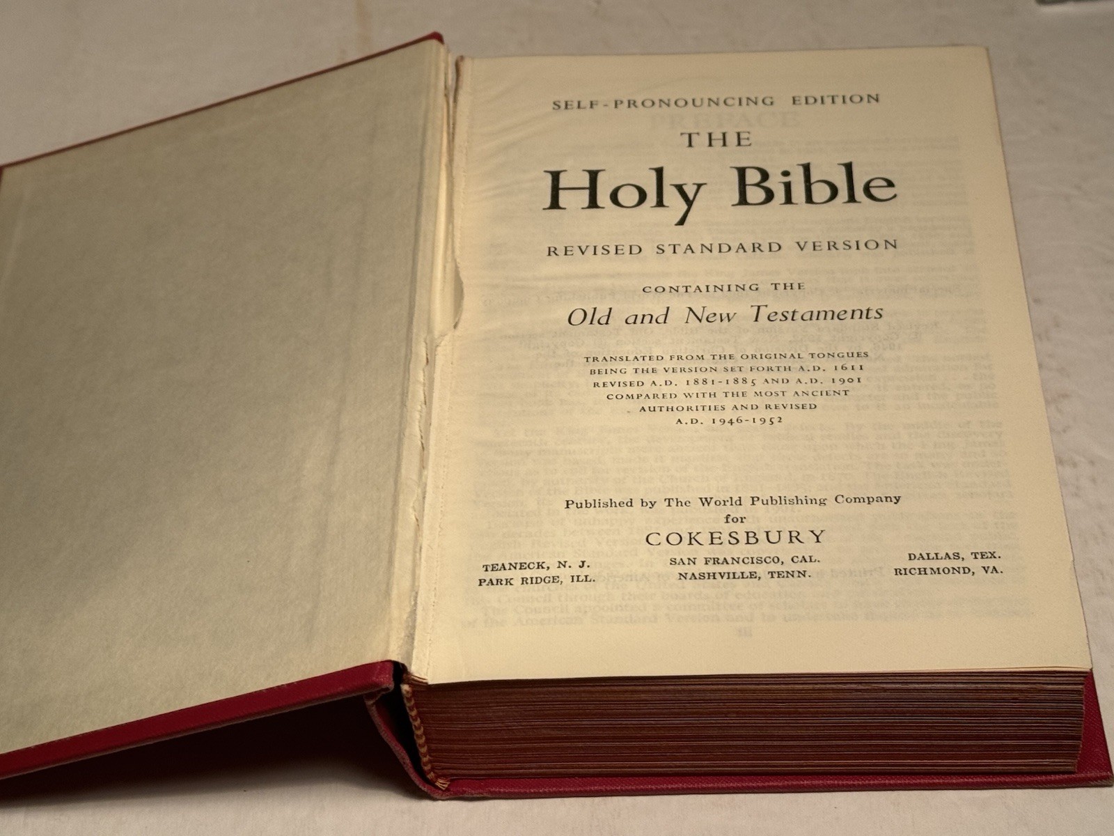 HOLY BIBLE Self Pronouncing RSV 1962 Cokesbury vtg Revised Standard illustrated