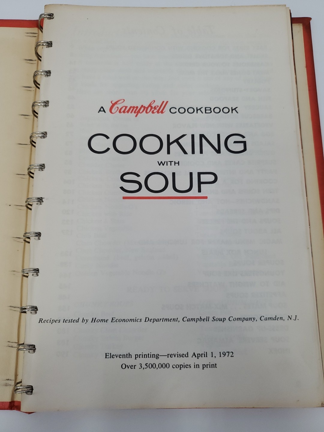 Vintage 1972 A Campbell Cookbook Cooking With Soup Spiral Bound Hardcover Camden