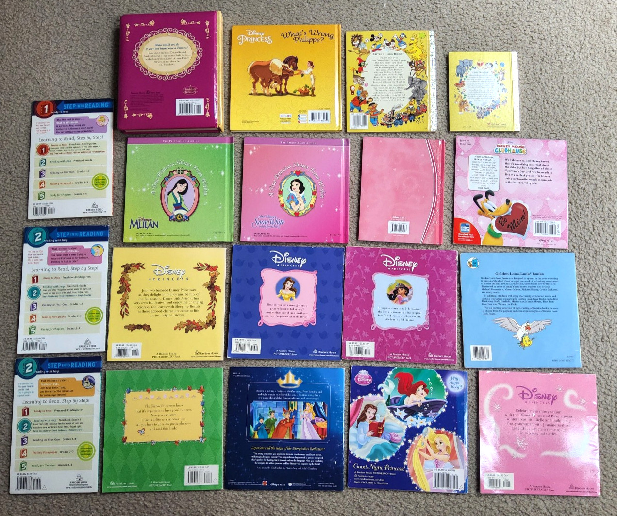 Disney Princess Step into Reading Story Book Collection PB HC lot of 19